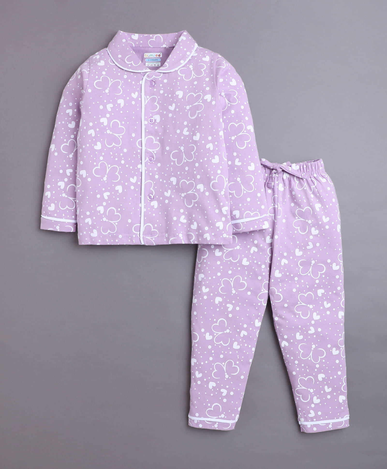 BUMZEE Pack of 1 Girls Cotton Nightsuit Set ( Lavender ) BUMZEE Pack of 1 Girls Cotton Nightsuit Set ( Lavender )