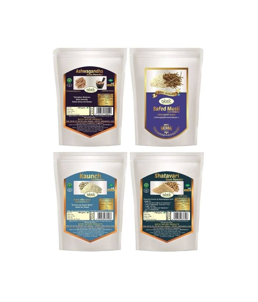 Biotic Safed Musli, Ashwagandha, Shatavari & Kaunch Seed Powder 400gm Biotic Safed Musli, Ashwagandha, Shatavari & Kaunch Seed Powder 400gm