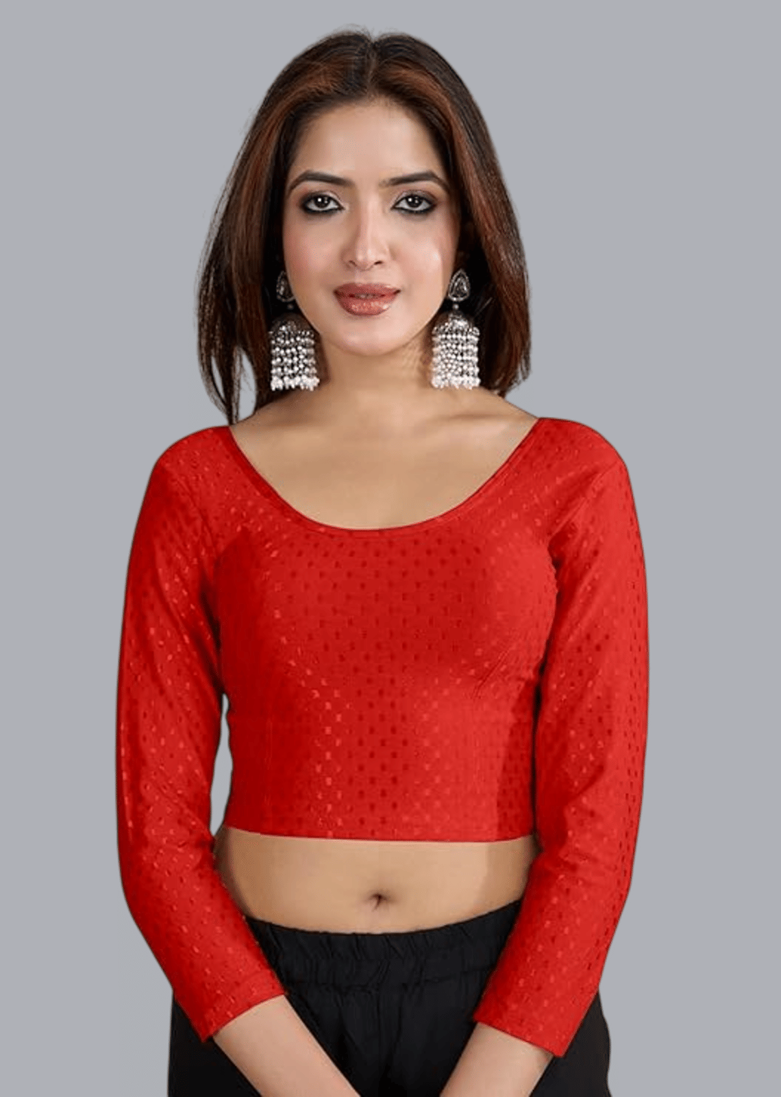     			Bulbul Lycra Readymade without Pad Round Neck Women's Blouse ( Red )