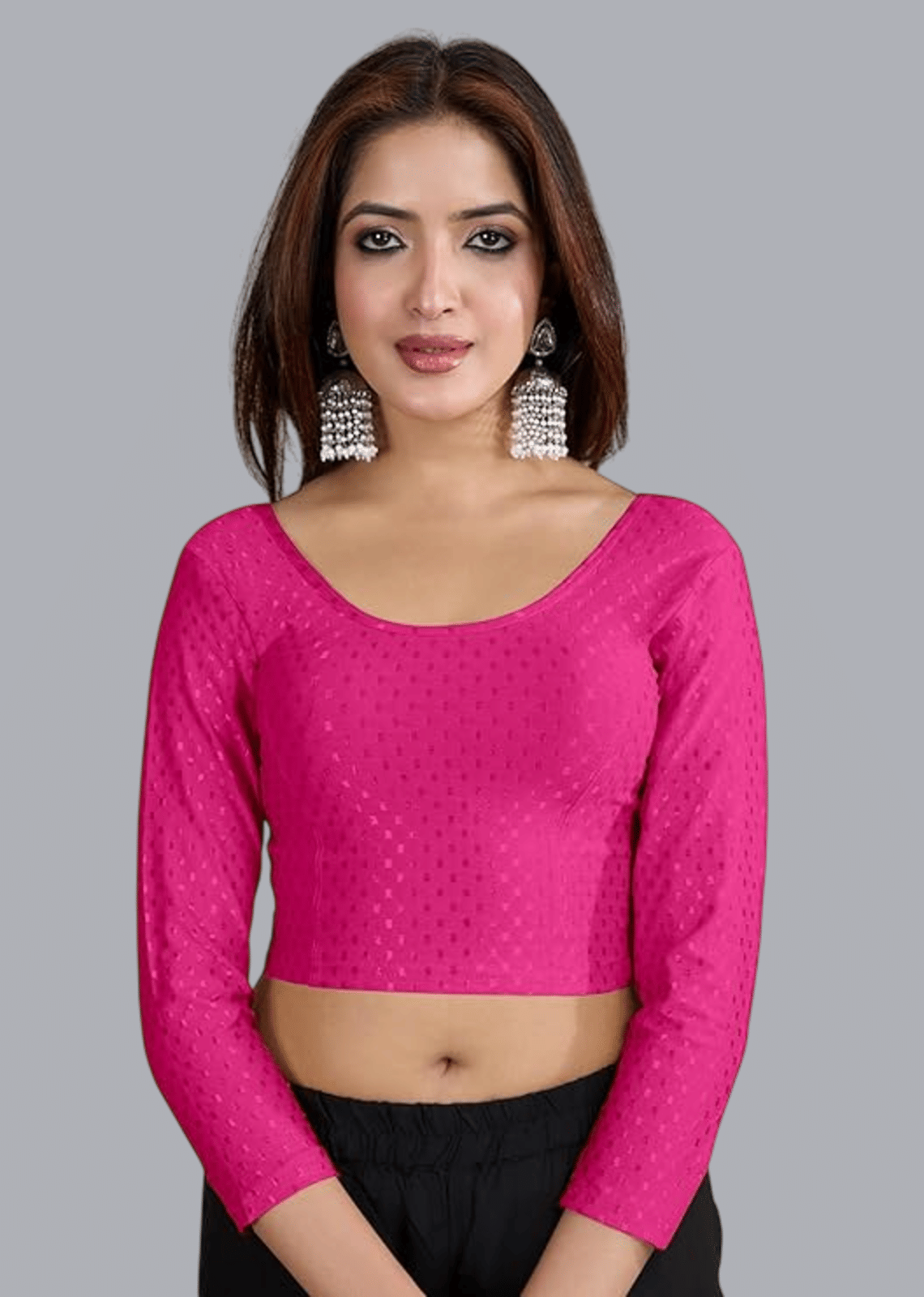     			Bulbul Lycra Readymade without Pad Round Neck Women's Blouse ( Pink )