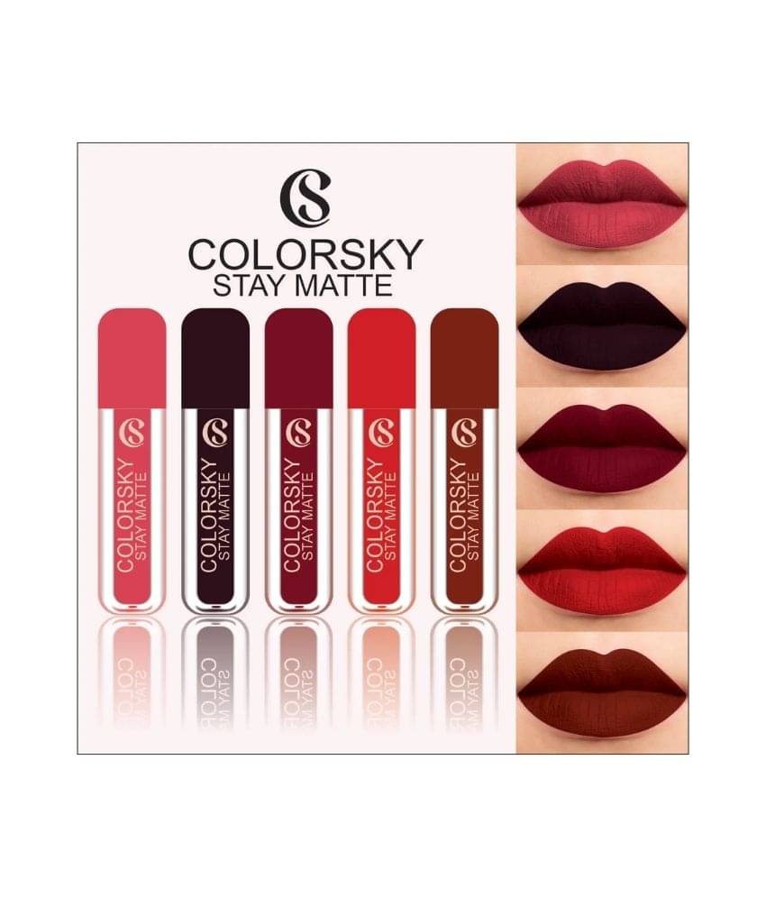 Color Sky Multi Matte Long Lasting Liquid Lipstick ( Pack of 5 ) Color Sky Multi Matte Long Lasting Liquid Lipstick ( Pack of 5 )