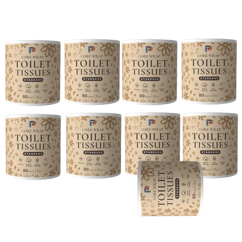 Core Wrap Standard Toilet Tissues Paper Roll, 2Ply,80 Pulls (Pack of 7) Core Wrap Standard Toilet Tissues Paper Roll, 2Ply,80 Pulls (Pack of 7)