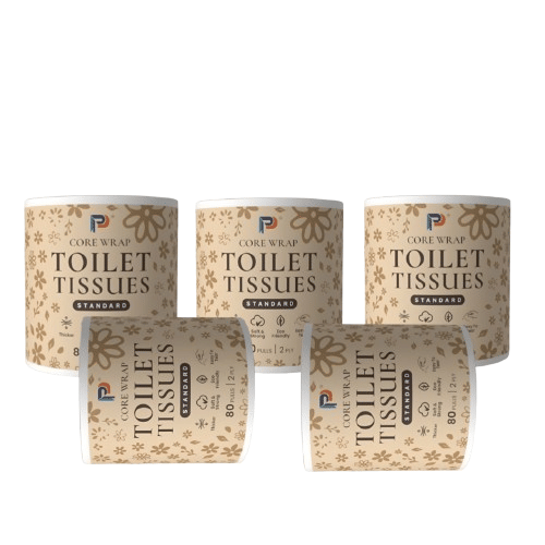     			Core Wrap Standard Toilet Tissues Paper Roll, 2Ply,80 Pulls (Pack of 5)  Handy Packs