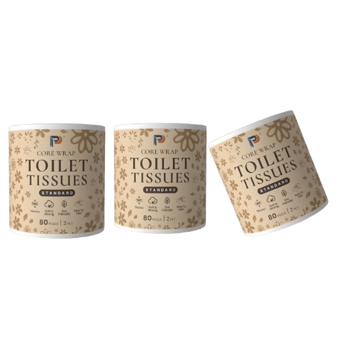     			Core Wrap Standard Toilet Tissues Roll, 2Ply,80 Pulls (Pack of 3)