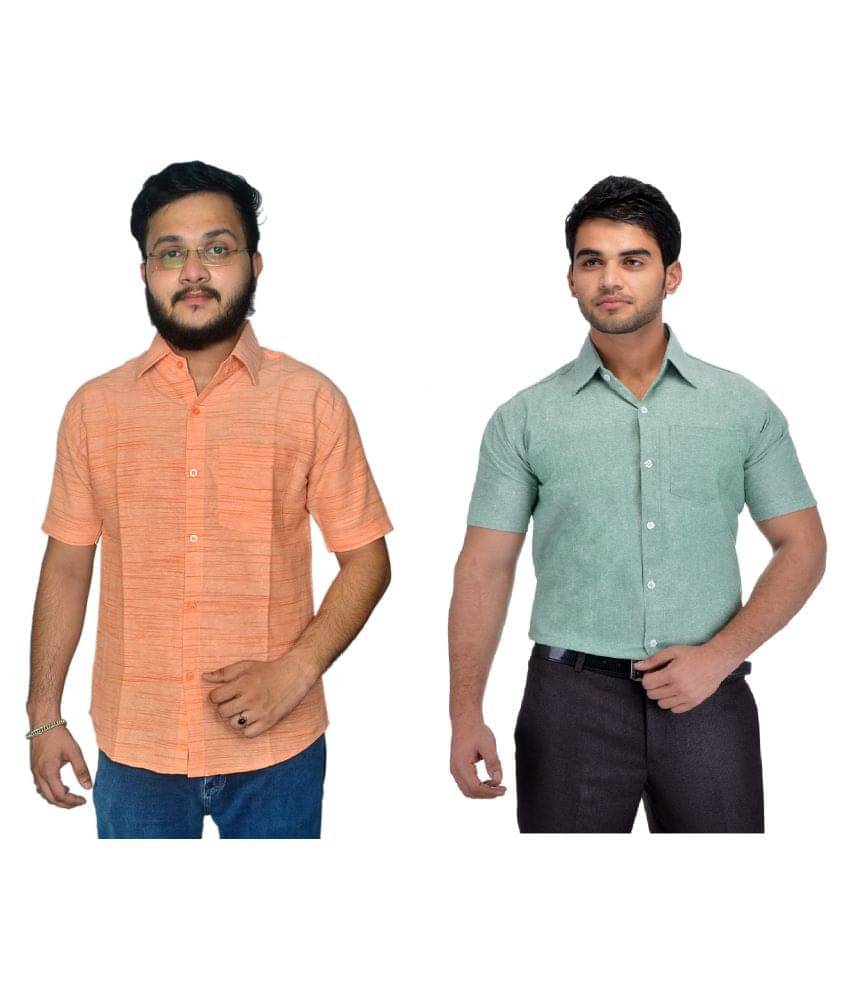     			DESHBANDHU DBK Cotton Regular Fit Half Sleeves Men's Formal Shirt - Multi ( Pack of 2 )
