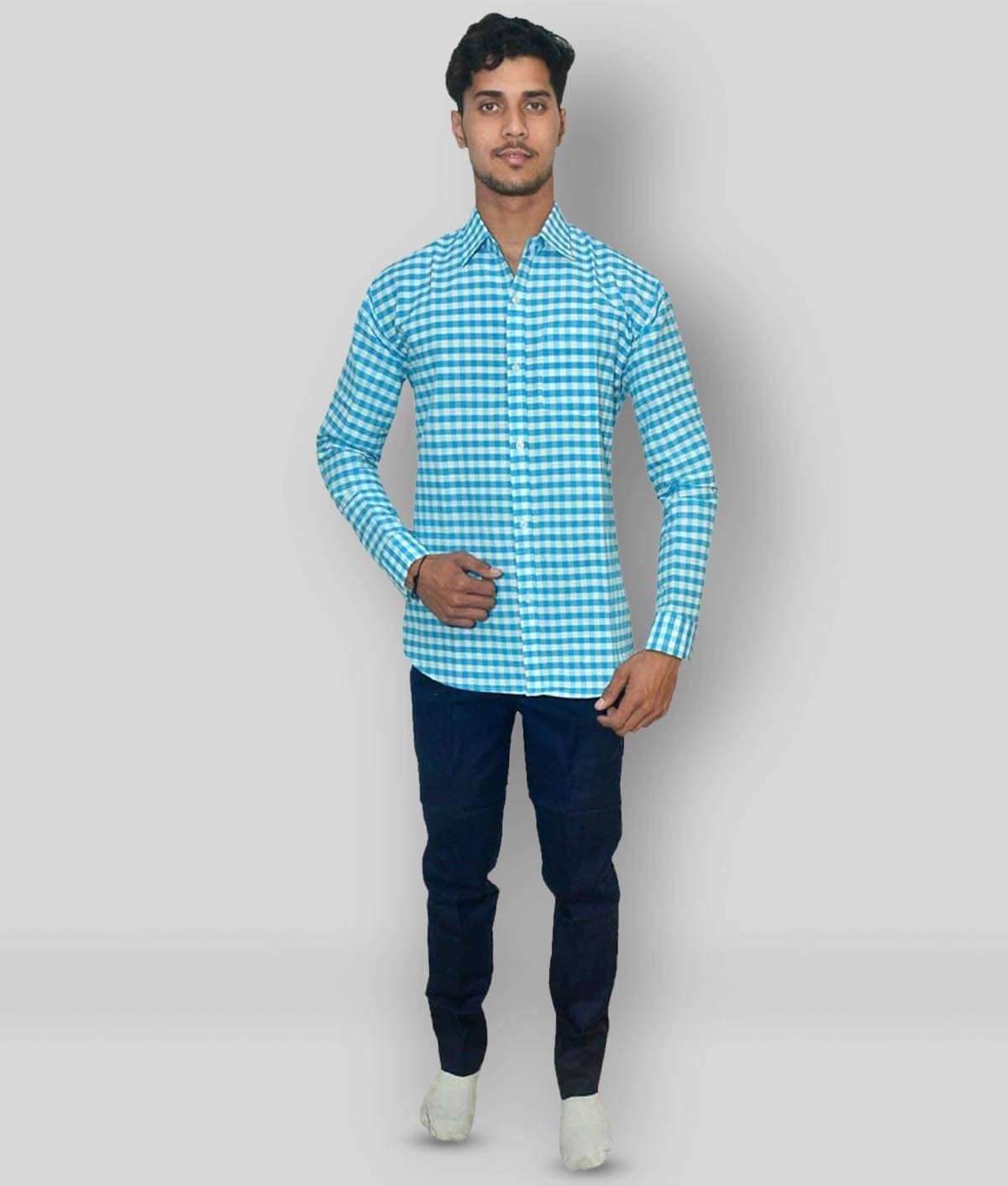 DESHBANDHU DBK Cotton Regular Fit Full Sleeves Men's Formal Shirt - Blue ( Pack of 1 ) DESHBANDHU DBK Cotton Regular Fit Full Sleeves Men's Formal Shirt - Blue ( Pack of 1 )