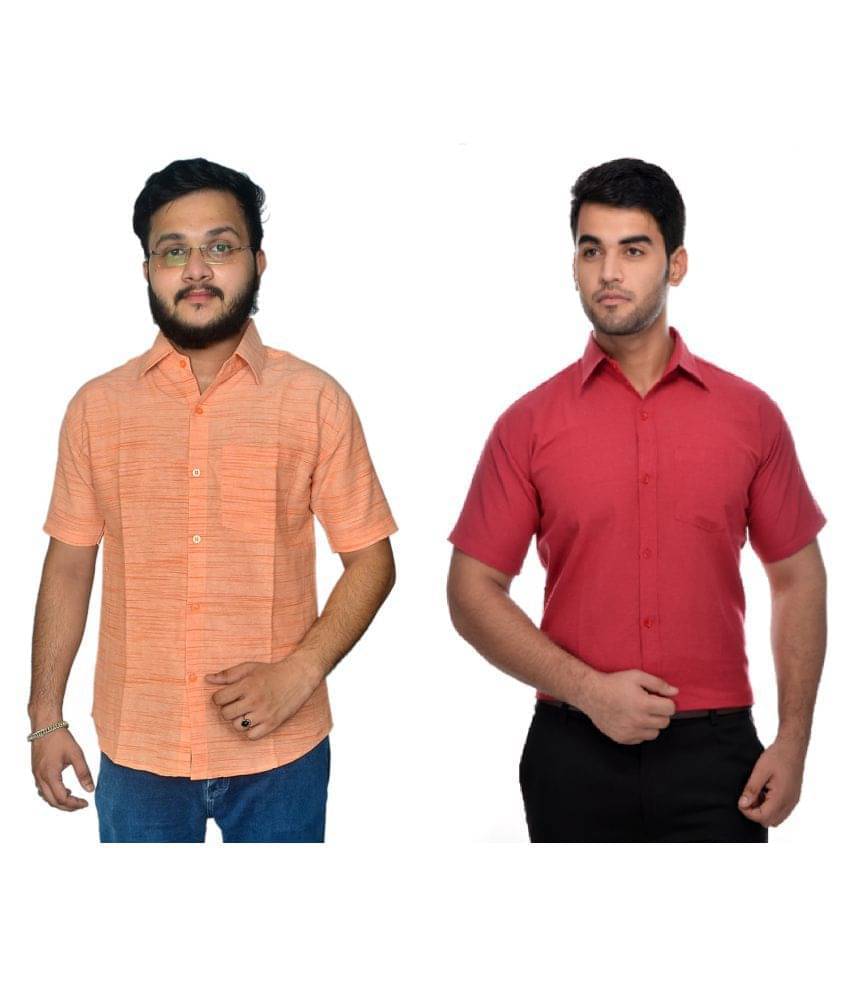     			DESHBANDHU DBK Cotton Regular Fit Half Sleeves Men's Formal Shirt - Multi ( Pack of 2 )