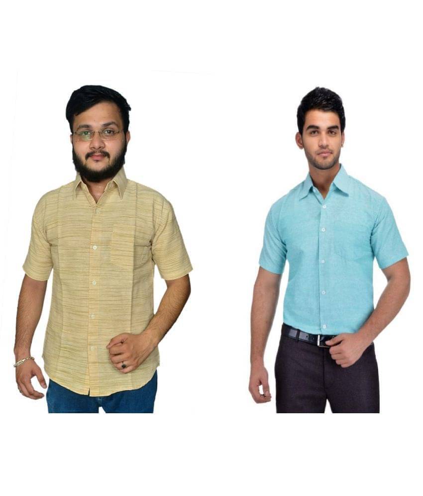 DESHBANDHU DBK Cotton Regular Fit Half Sleeves Men's Formal Shirt - Multi ( Pack of 2 )     			DESHBANDHU DBK Cotton Regular Fit Half Sleeves Men's Formal Shirt - Multi ( Pack of 2 )
