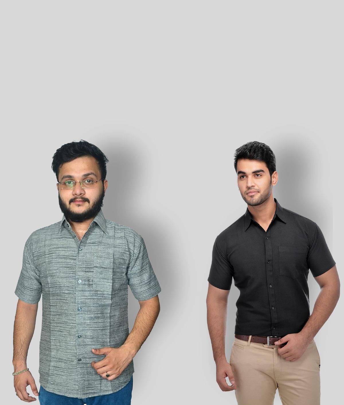     			DESHBANDHU DBK Cotton Regular Fit Half Sleeves Men's Formal Shirt - Multi ( Pack of 2 )