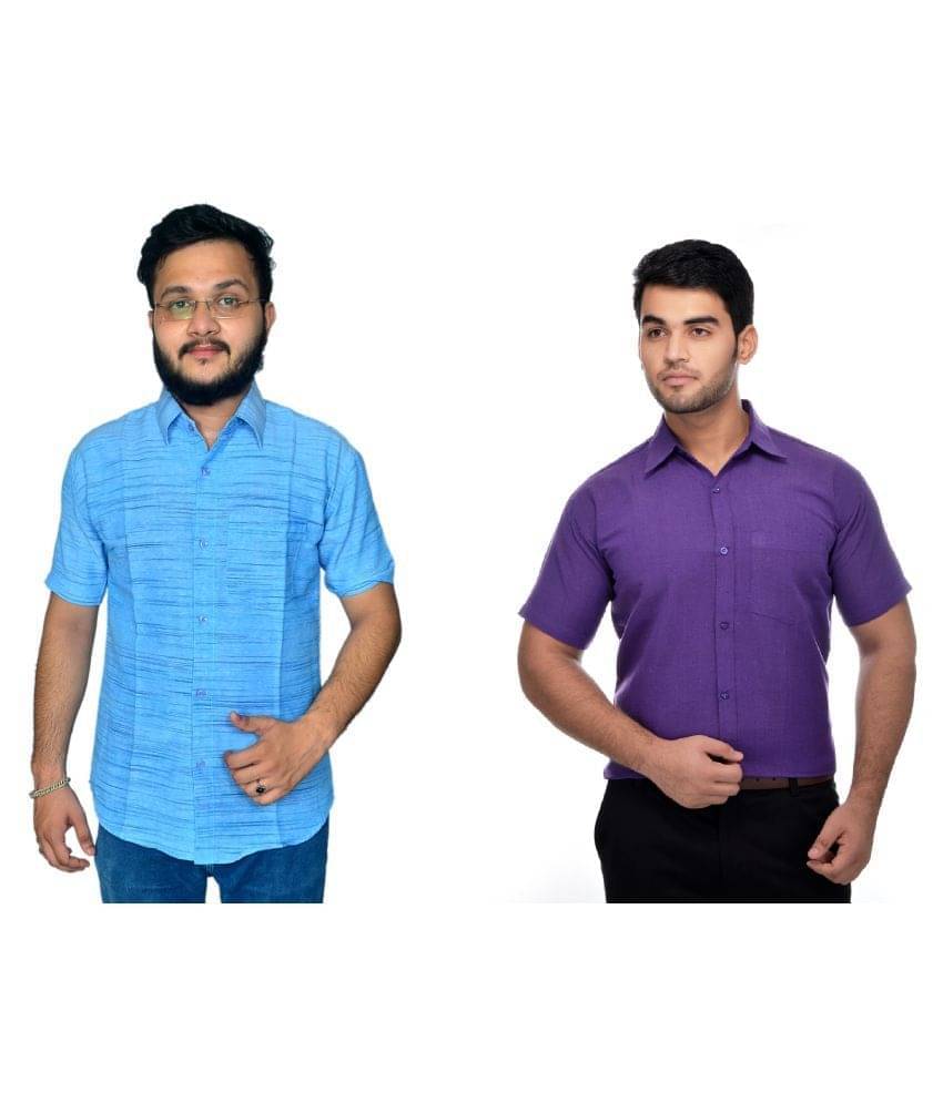 DESHBANDHU DBK Cotton Regular Fit Half Sleeves Men's Formal Shirt - Multi ( Pack of 2 ) DESHBANDHU DBK Cotton Regular Fit Half Sleeves Men's Formal Shirt - Multi ( Pack of 2 )
