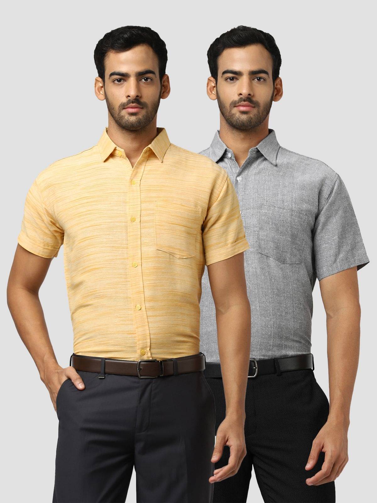 DESHBANDHU DBK Cotton Regular Fit Half Sleeves Men's Formal Shirt - Multicolor ( Pack of 2 )     			DESHBANDHU DBK Cotton Regular Fit Half Sleeves Men's Formal Shirt - Multicolor ( Pack of 2 )