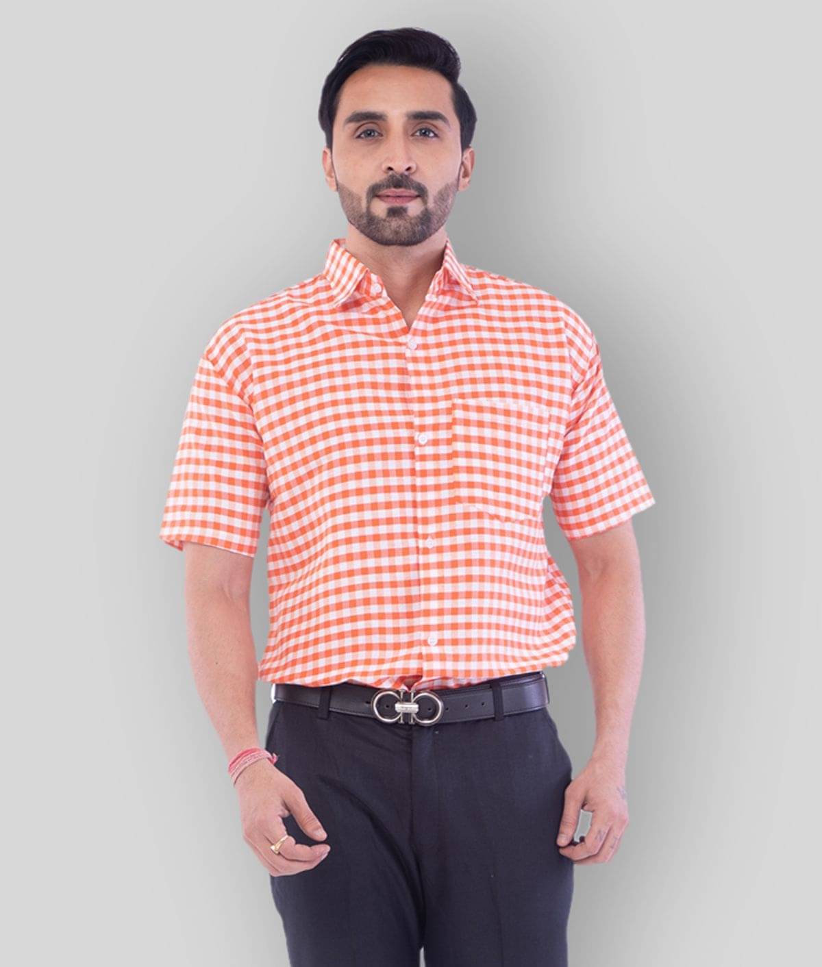     			DESHBANDHU DBK Cotton Regular Fit Half Sleeves Men's Formal Shirt - Orange ( Pack of 1 )