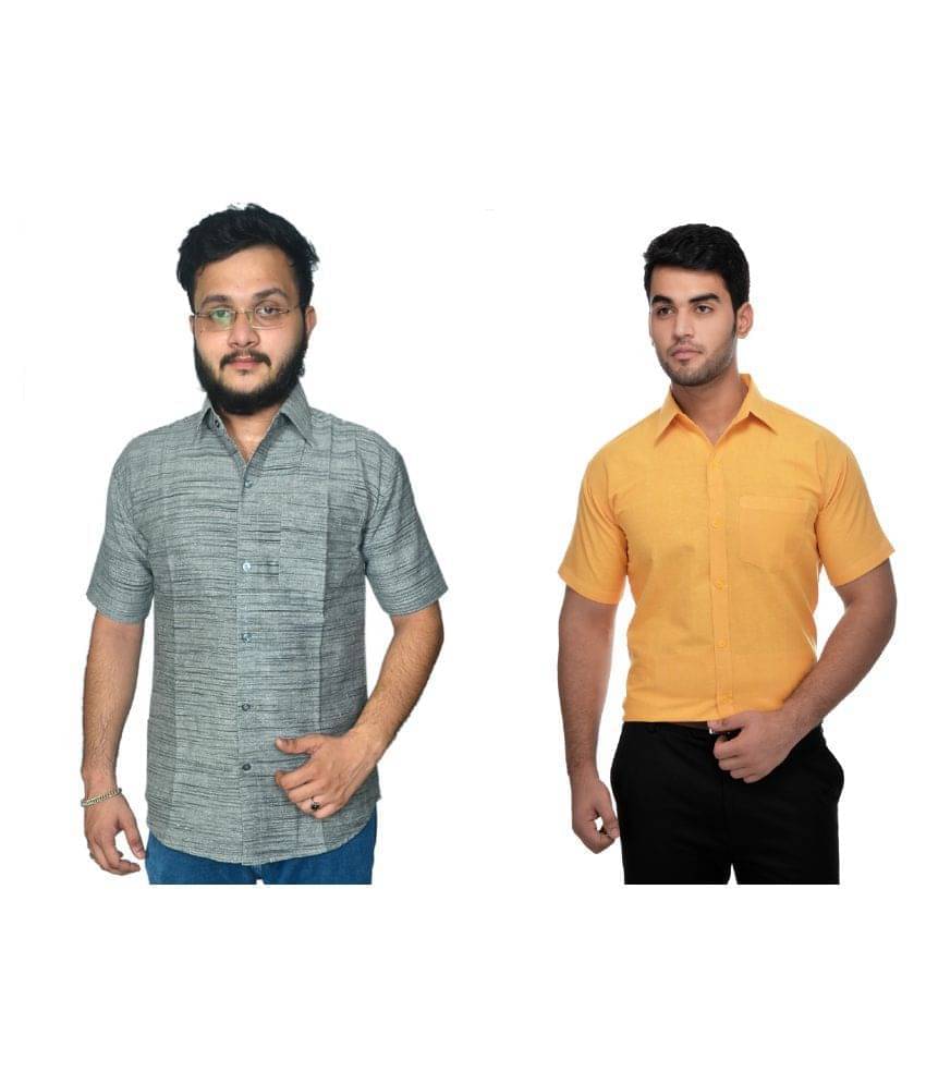 DESHBANDHU DBK Cotton Regular Fit Half Sleeves Men's Formal Shirt - Multi ( Pack of 2 ) DESHBANDHU DBK Cotton Regular Fit Half Sleeves Men's Formal Shirt - Multi ( Pack of 2 )