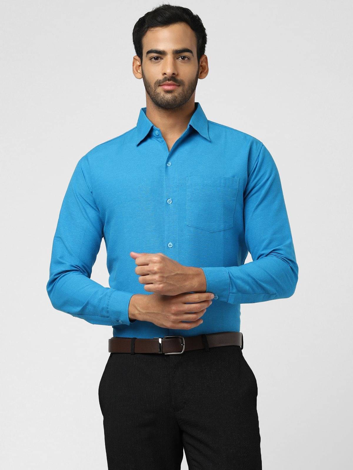     			DESHBANDHU DBK Cotton Regular Fit Full Sleeves Men's Formal Shirt - Blue ( Pack of 1 )