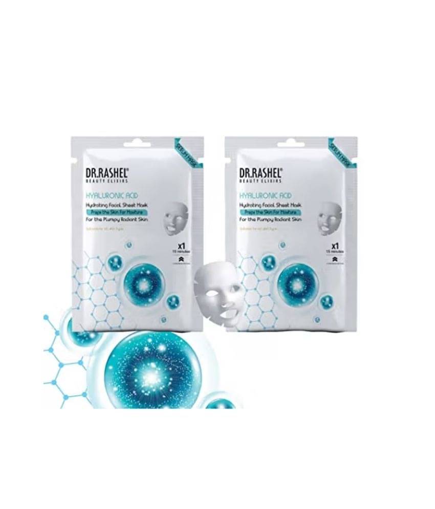     			DR.RASHEL Hyaluronic Sheet Mask for Deep Hydration Suits All Skin Types 20 gm each ( Pack of 2)
