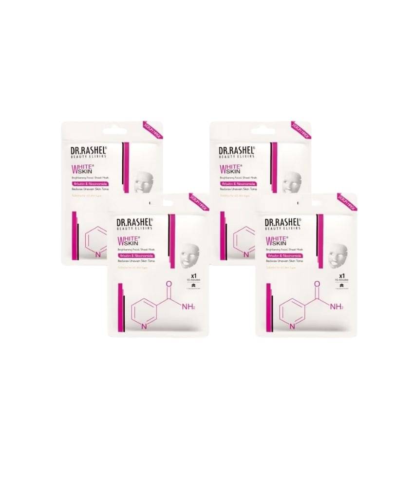     			DR.RASHEL White Skin Sheet Mask for Deep Hydration Suits All Skin Types 20 gm each ( Pack of 4)