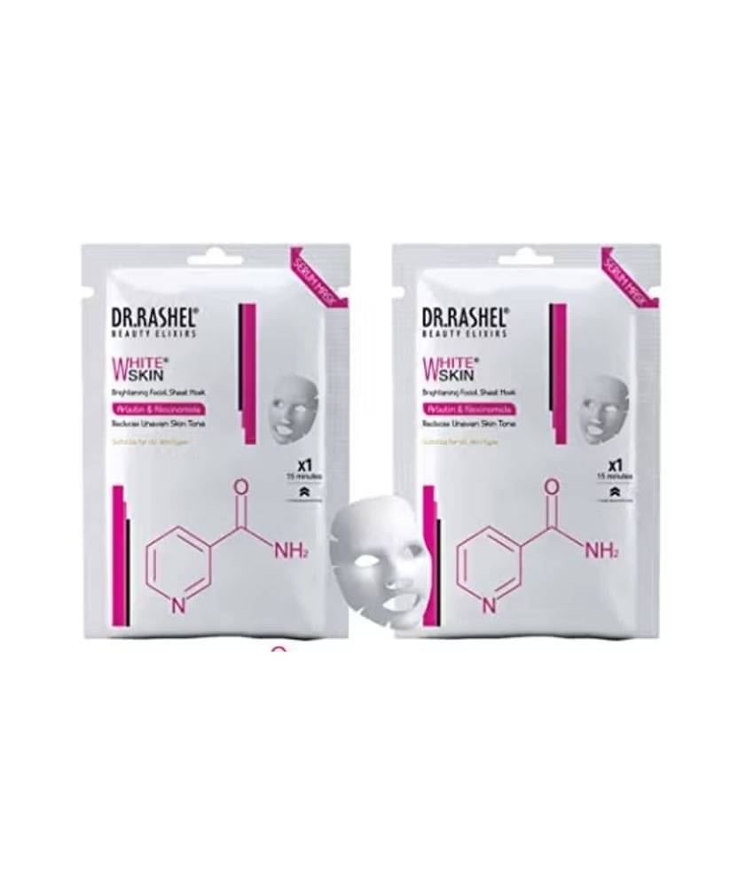 DR.RASHEL White Skin Sheet Mask for Deep Hydration Suits All Skin Types 20 gm each ( Pack of 2) DR.RASHEL White Skin Sheet Mask for Deep Hydration Suits All Skin Types 20 gm each ( Pack of 2)