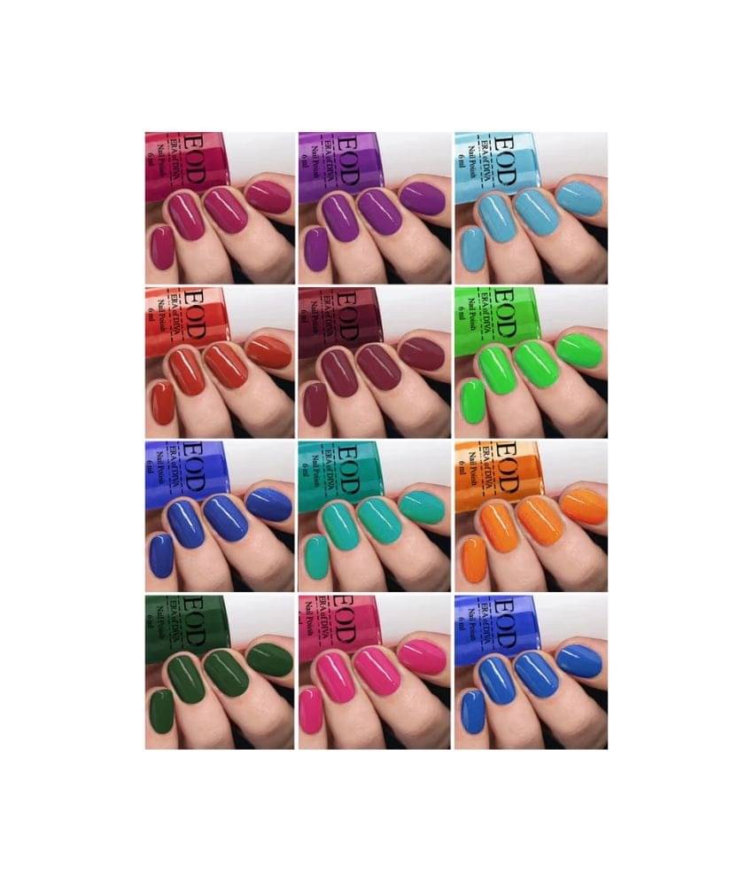     			EOD Glossy High Shine Nail Polish Set, Multi Colour, 6ml each (Pack of 12)