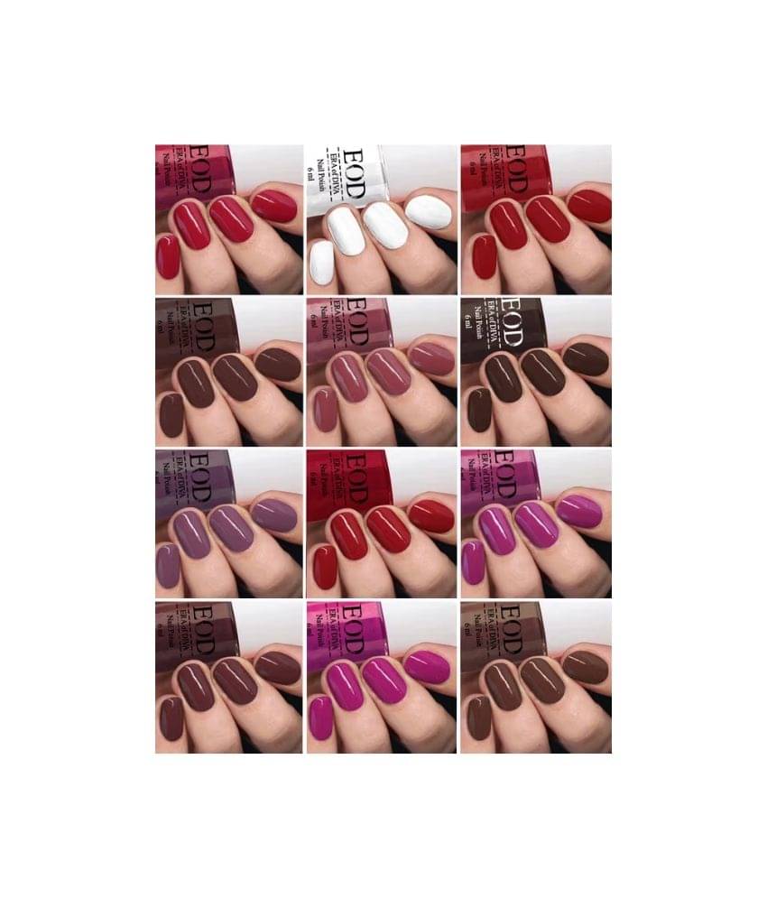     			EOD Glossy Modern Shade Nail Polish Set, Multi Colour, 6ml each (Pack of 12)