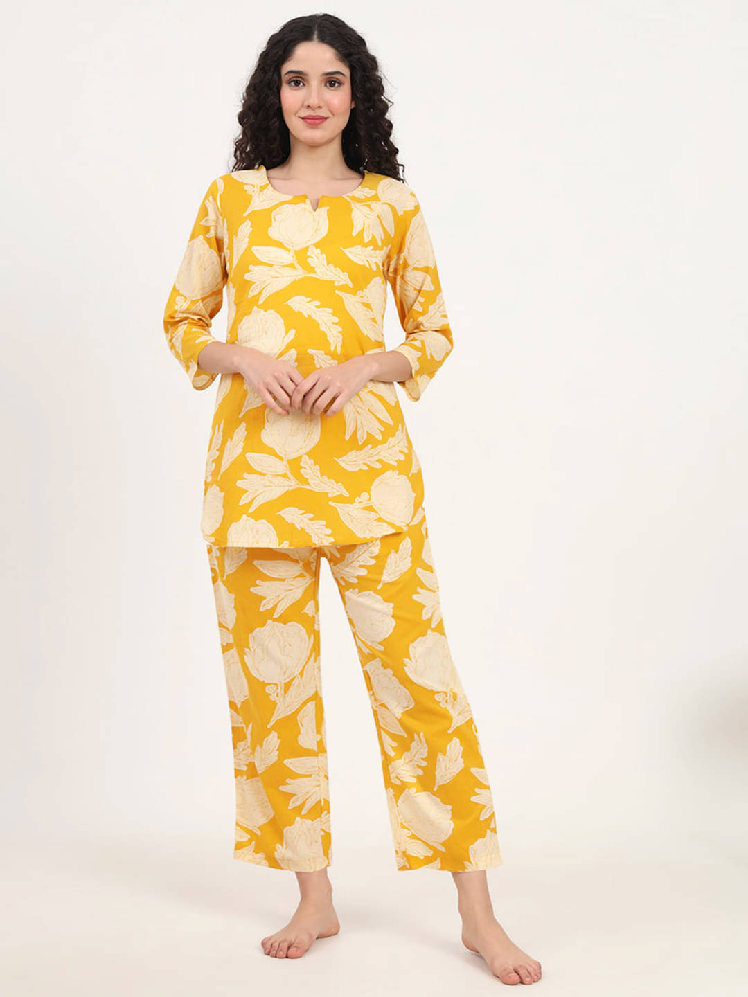    			Ethnic Basket Women Tunic With Palazzos Co-Ord Set ( Yellow )