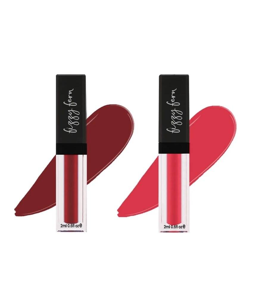 Fizzy Fern Long Lasting Liquid Lipstick, Smudge Proof, Set of 2 (Raspberry & Rose Radiance 12ml) Fizzy Fern Long Lasting Liquid Lipstick, Smudge Proof, Set of 2 (Raspberry & Rose Radiance 12ml)