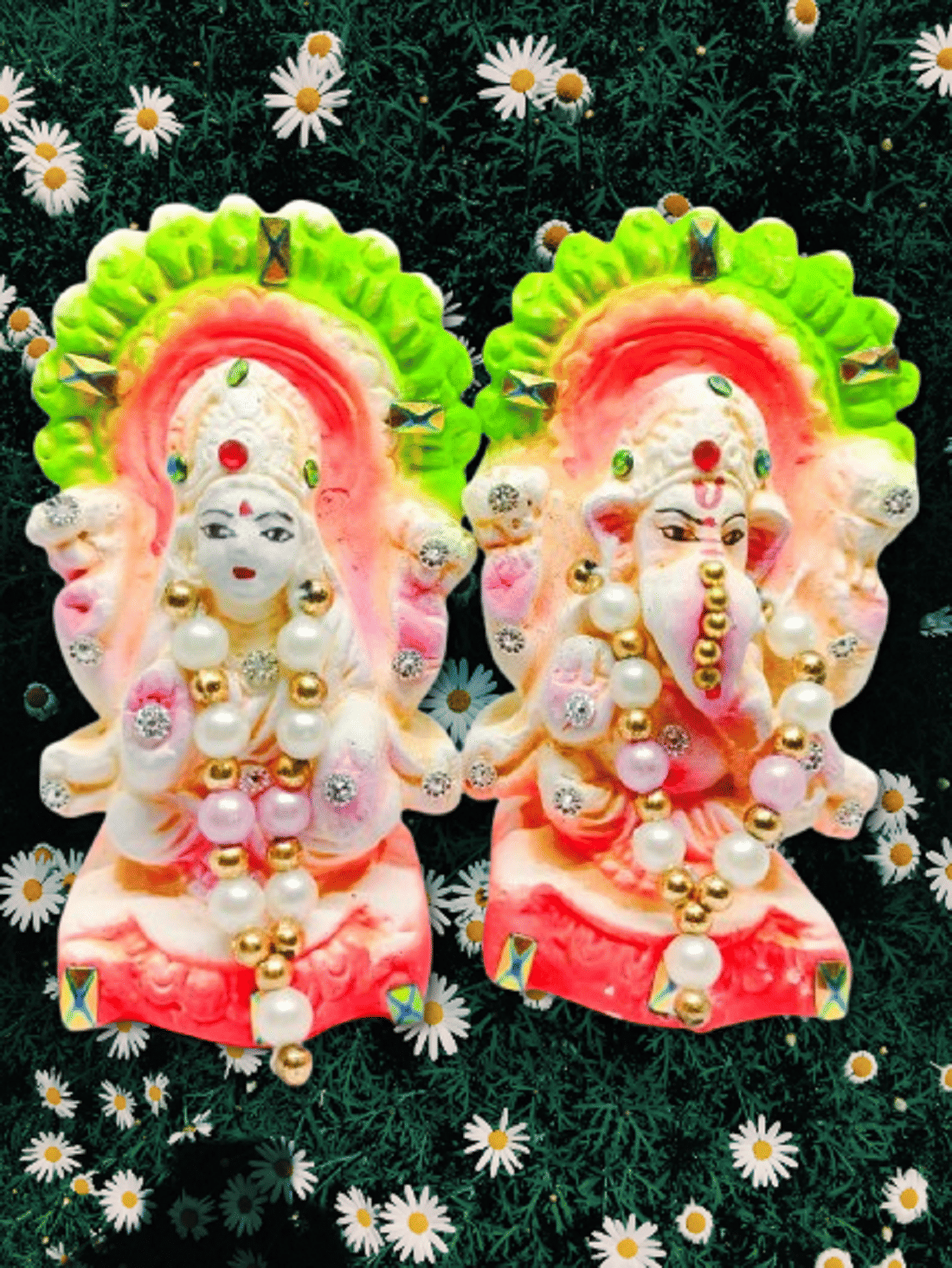 Foxdean Ceramic Laxmi Ganesh Idol ( 9 cm ) Foxdean Ceramic Laxmi Ganesh Idol ( 9 cm )