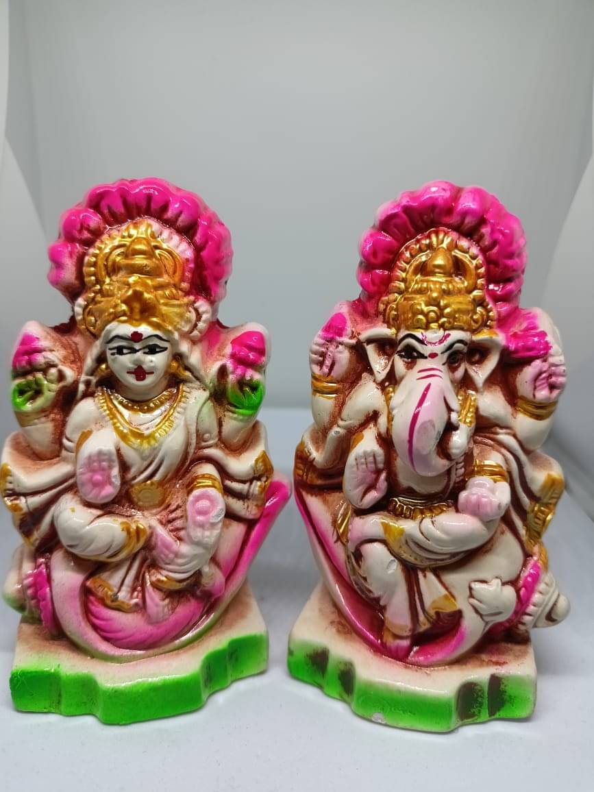 Foxdean Ceramic Laxmi Ganesh Idol ( 9 cm ) Foxdean Ceramic Laxmi Ganesh Idol ( 9 cm )