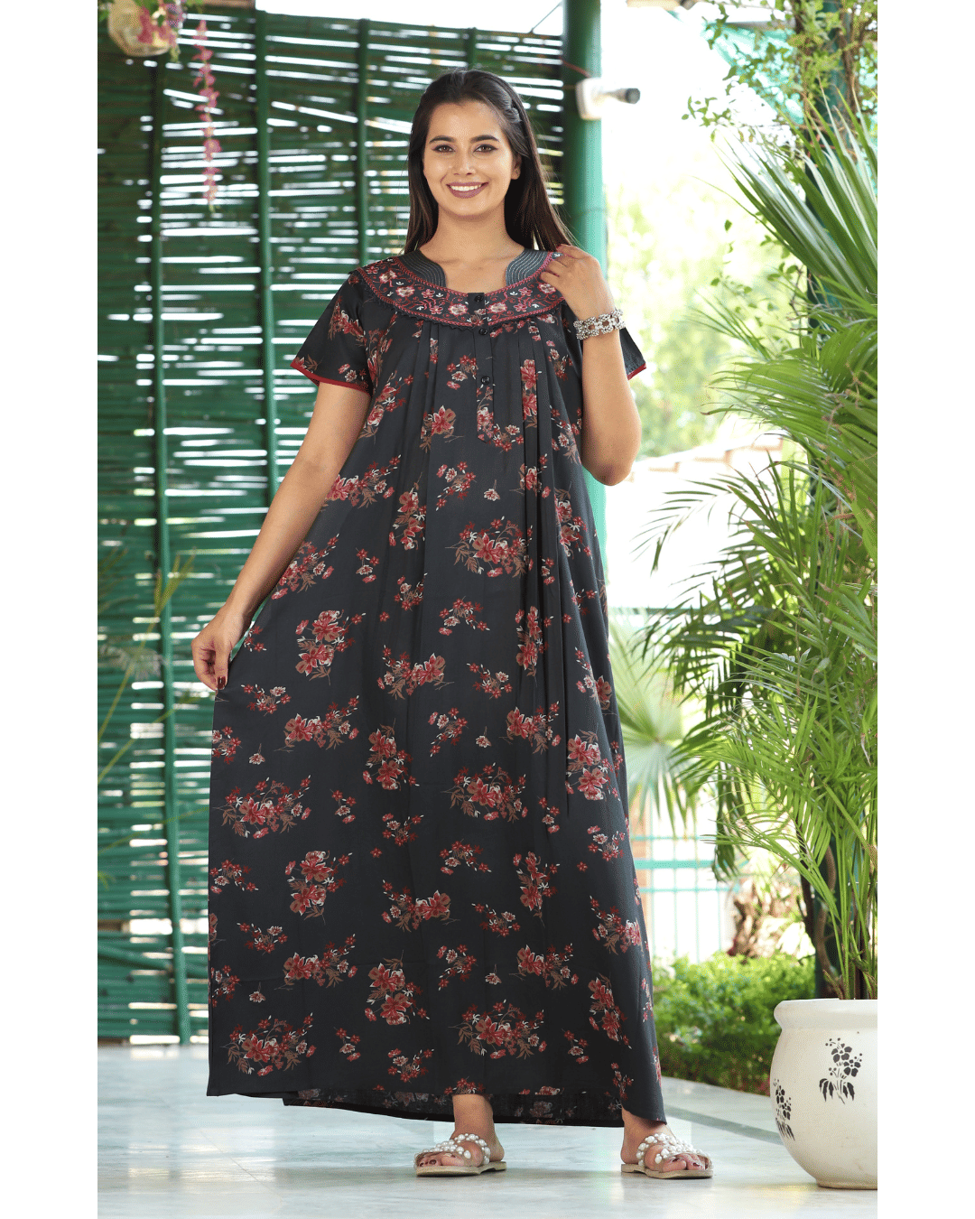     			G4Girl Rayon Printed Women Regular Nighty ( Grey )
