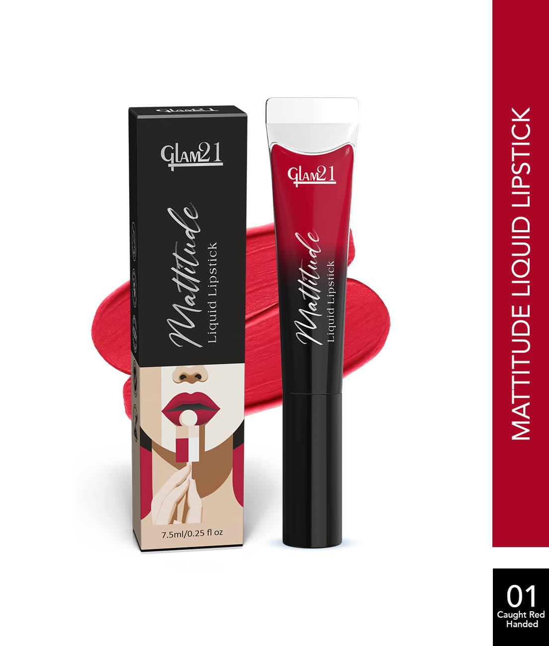     			Glam21 Real Red Matte Transferproof Liquid Lipstick ( Pack of 1 )