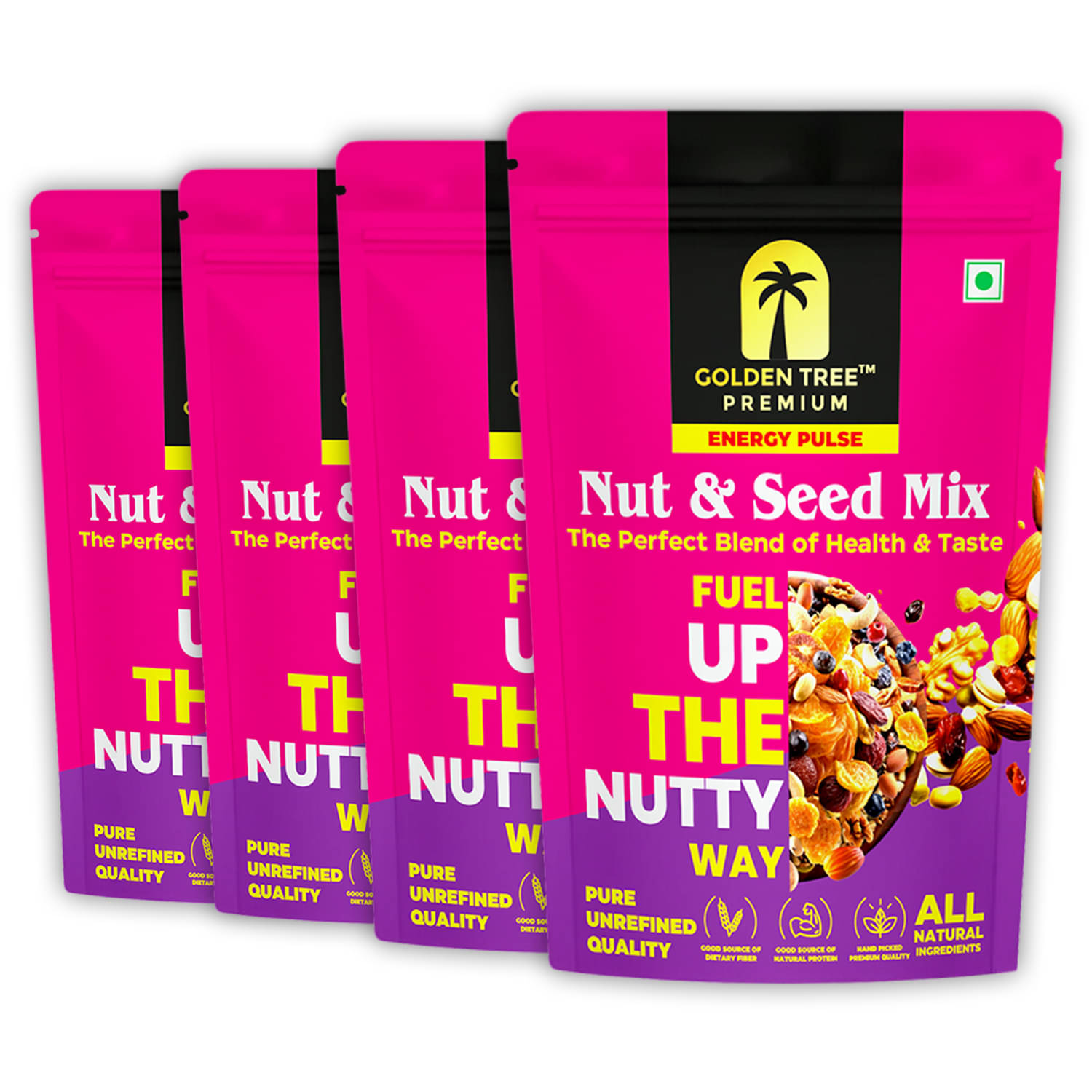     			Golden Tree Seed Mix,Mixed Nuts 250 g Pack of 4