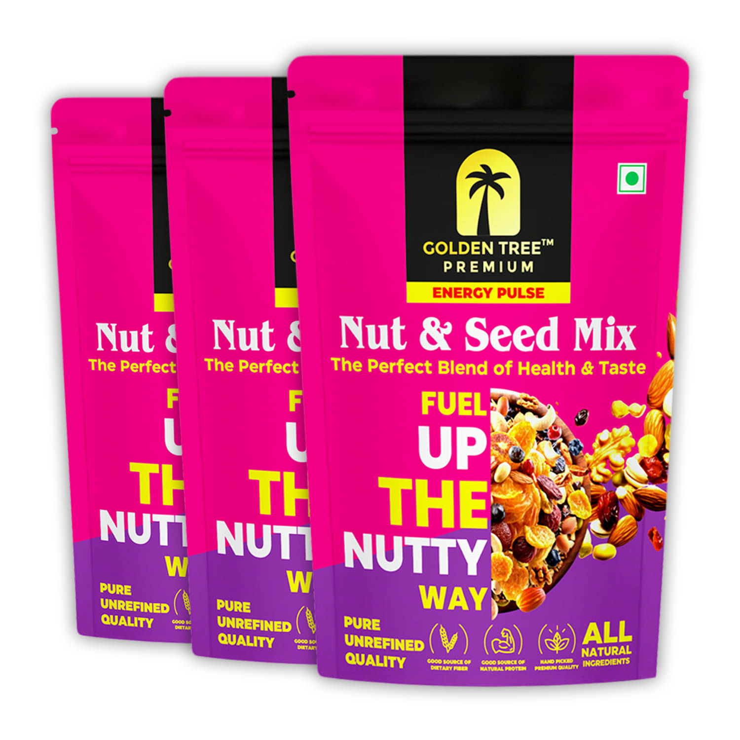     			Golden Tree Seed Mix,Mixed Nuts 250 g Pack of 3