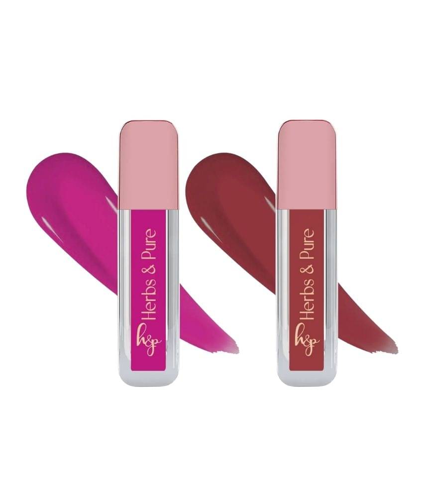     			Herbs and Pure Pink, Peachy, Matte, Long Lasting, Waterproof Liquid Lipstick (Pack of 1 of 2 (4ml)