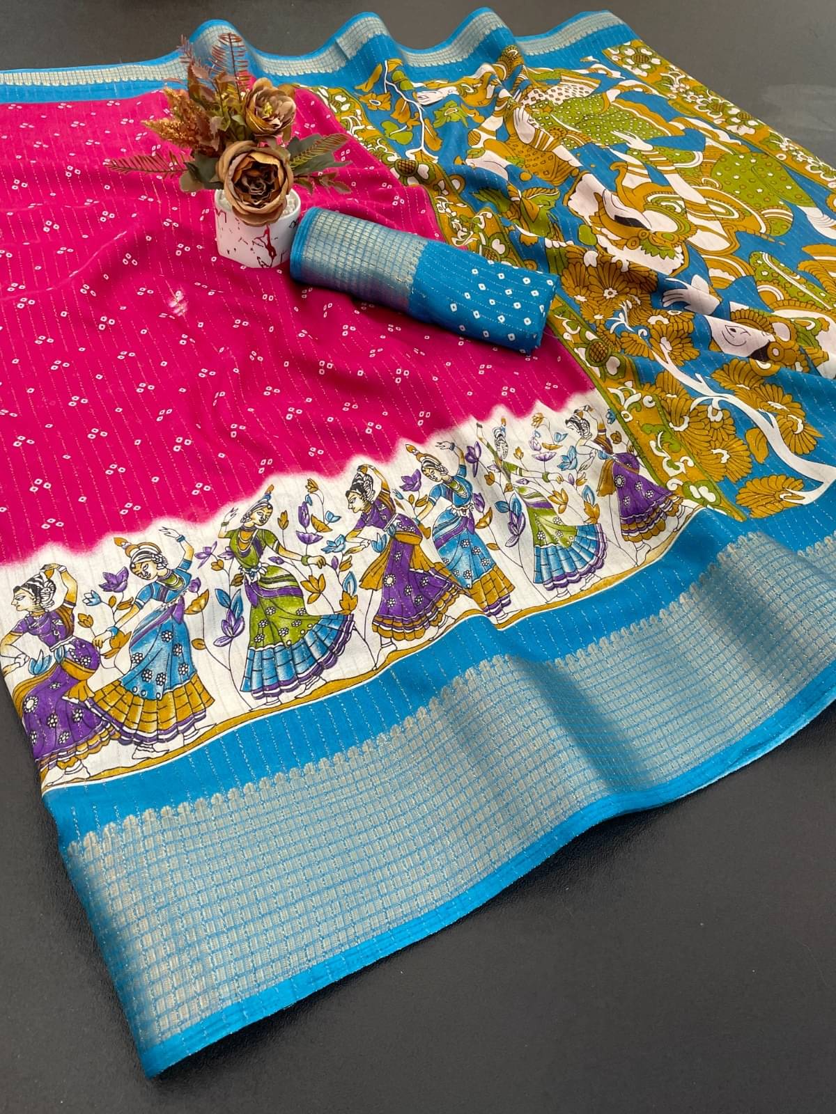     			INDIAN SILKS Viscose Printed Regular Saree With Unstitched Blouse Piece ( Pink )