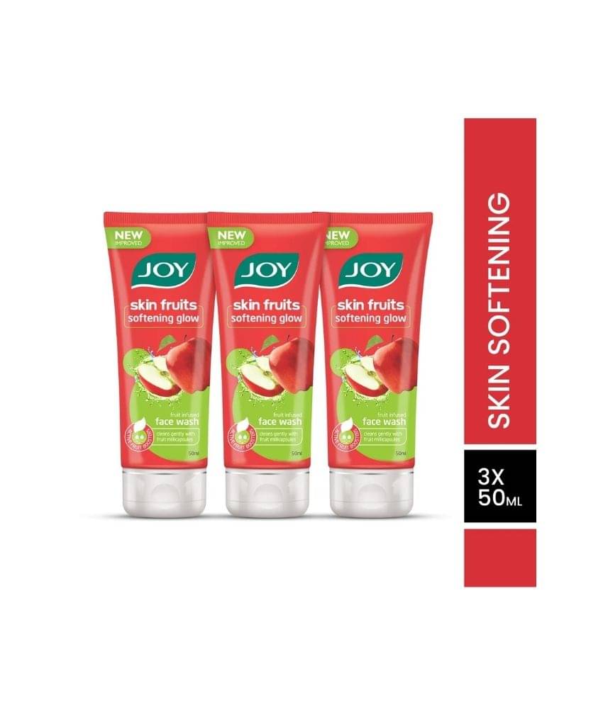     			Joy Skin Fruits Softening Glow Pocket Sized Apple Face Wash Natural AHAs Suitable for All skin types 50ml each (Pack of 3)
