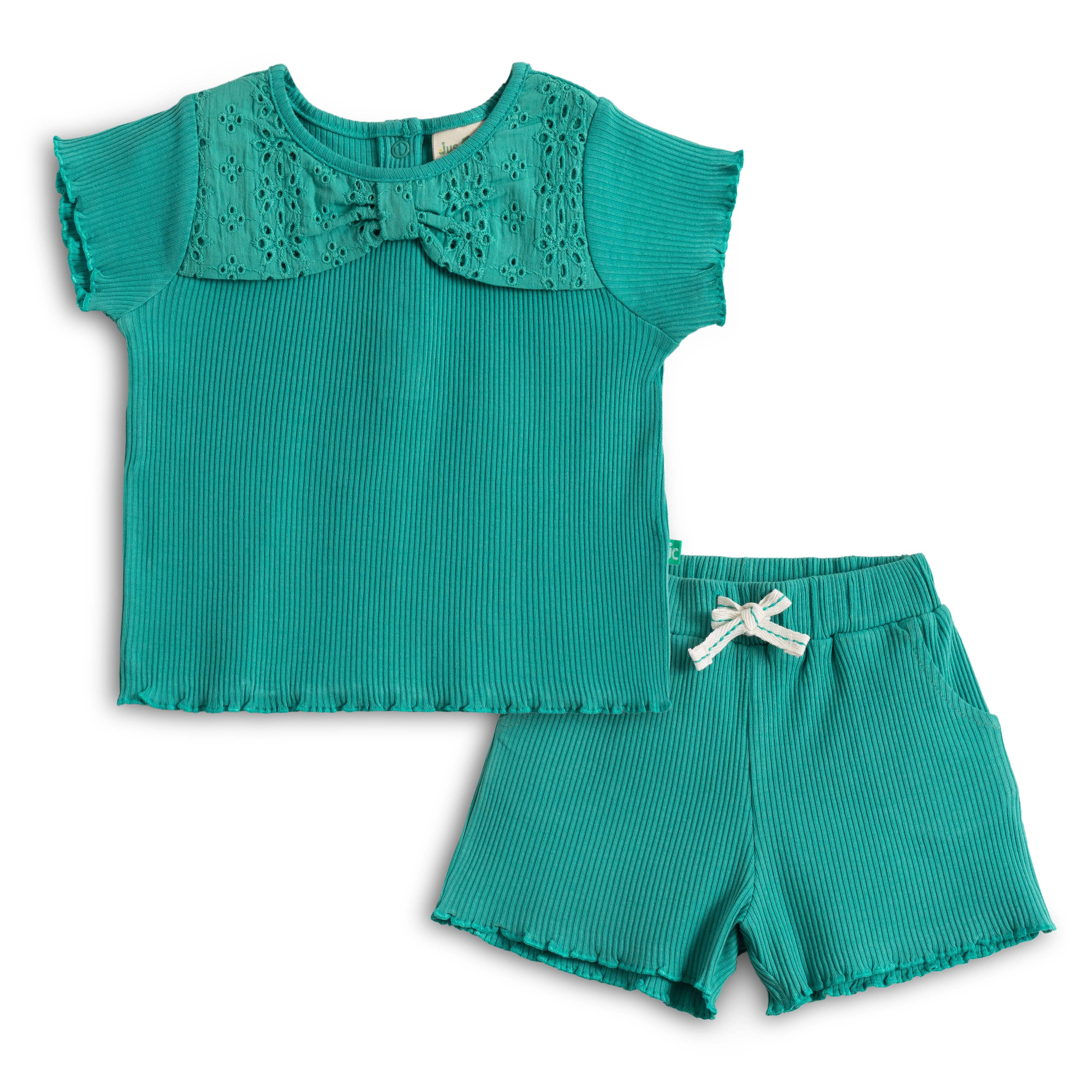     			Juscubs Pack of 1 Girls 100% Cotton T-shirt & Shorts ( Green )