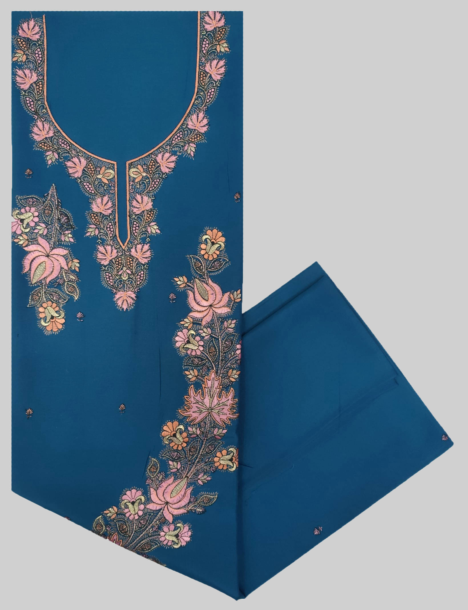 KASHMIRI Women Cotton Blend Unstitched Dress Material ( Blue ) KASHMIRI Women Cotton Blend Unstitched Dress Material ( Blue )