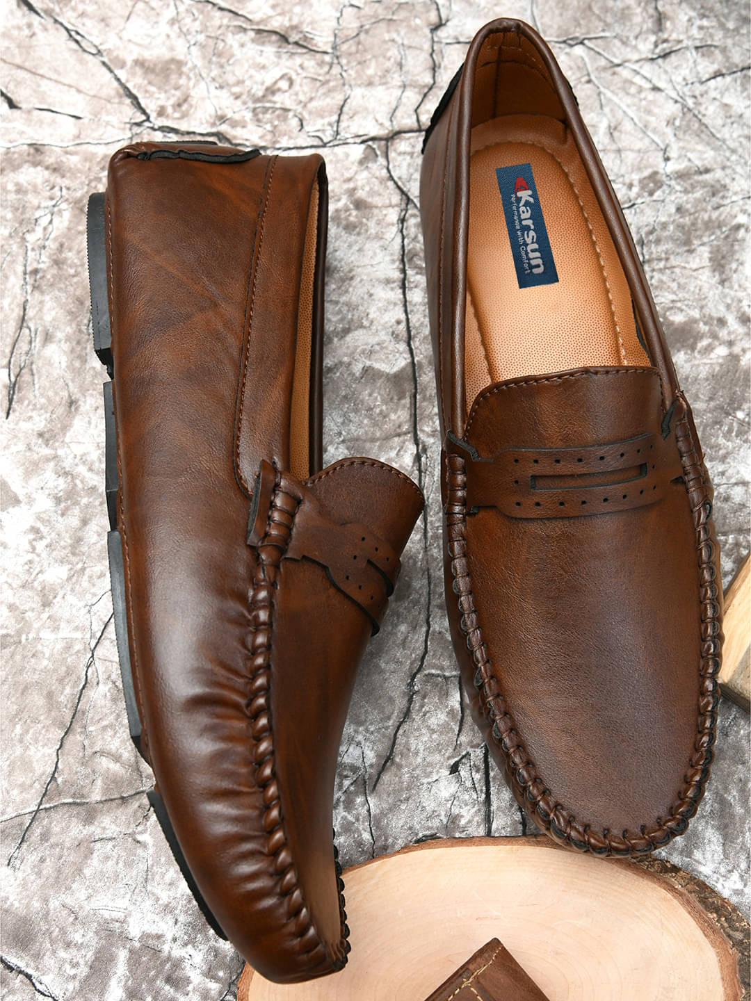 Karsun Q3525 Brown Men's Slip-on Shoes     			Karsun Q3525 Brown Men's Slip-on Shoes