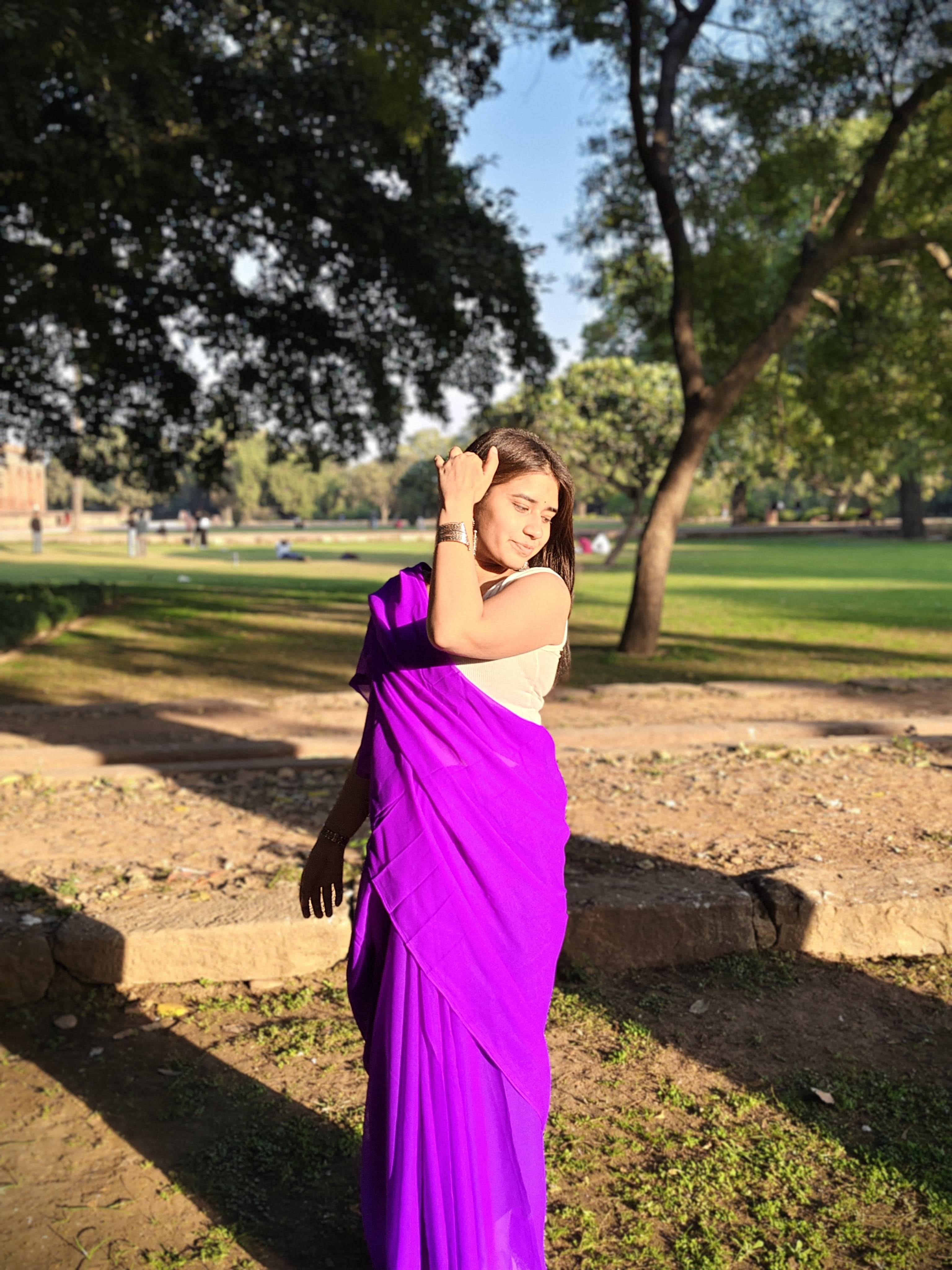     			Kashvi Sarees Georgette Dyed Ilkal Saree With Unstitched Blouse Piece ( PURPLE )
