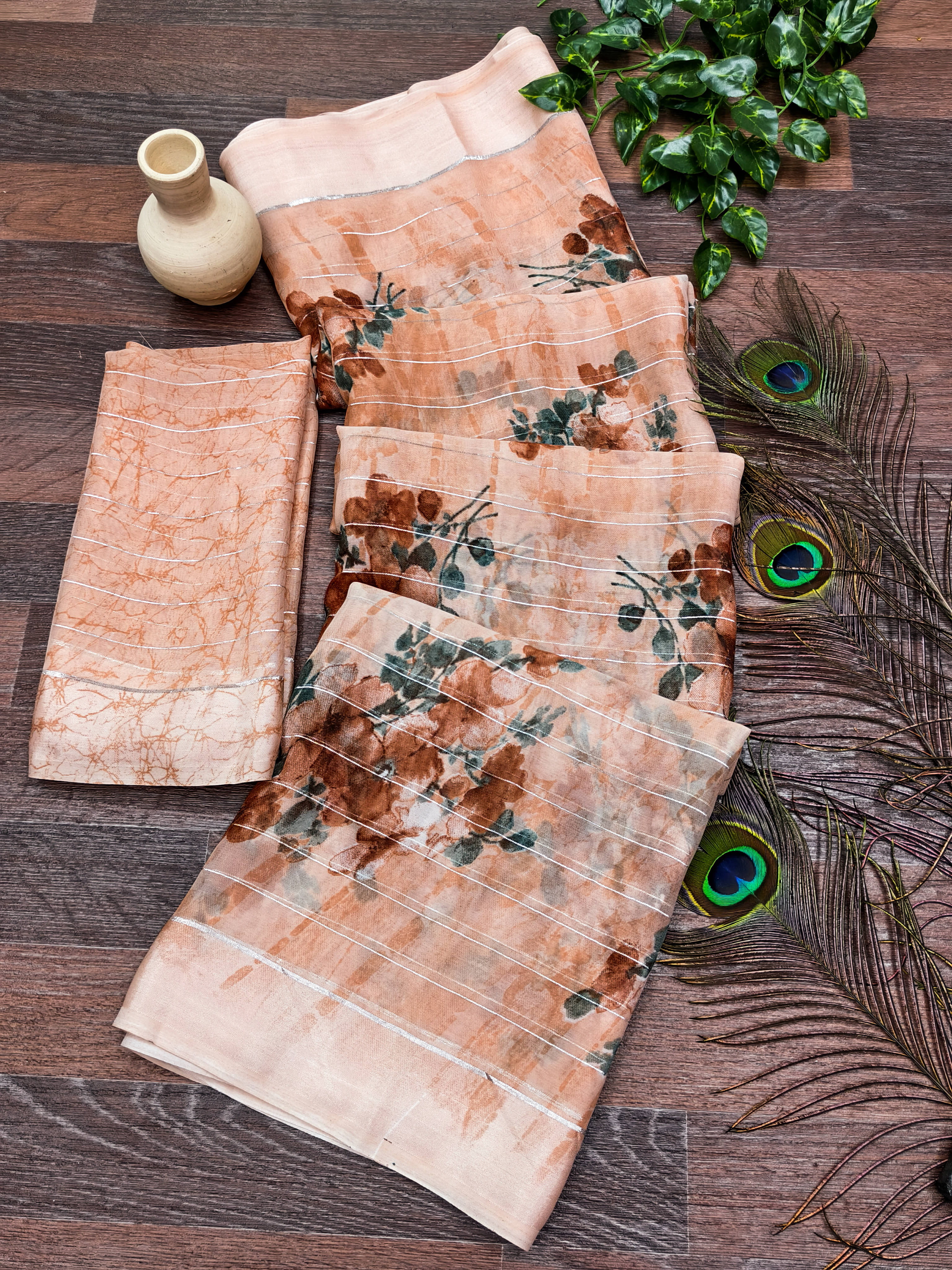     			Kashvi Sarees Georgette Printed Kasavu Saree With Unstitched Blouse Piece ( ORANGE )