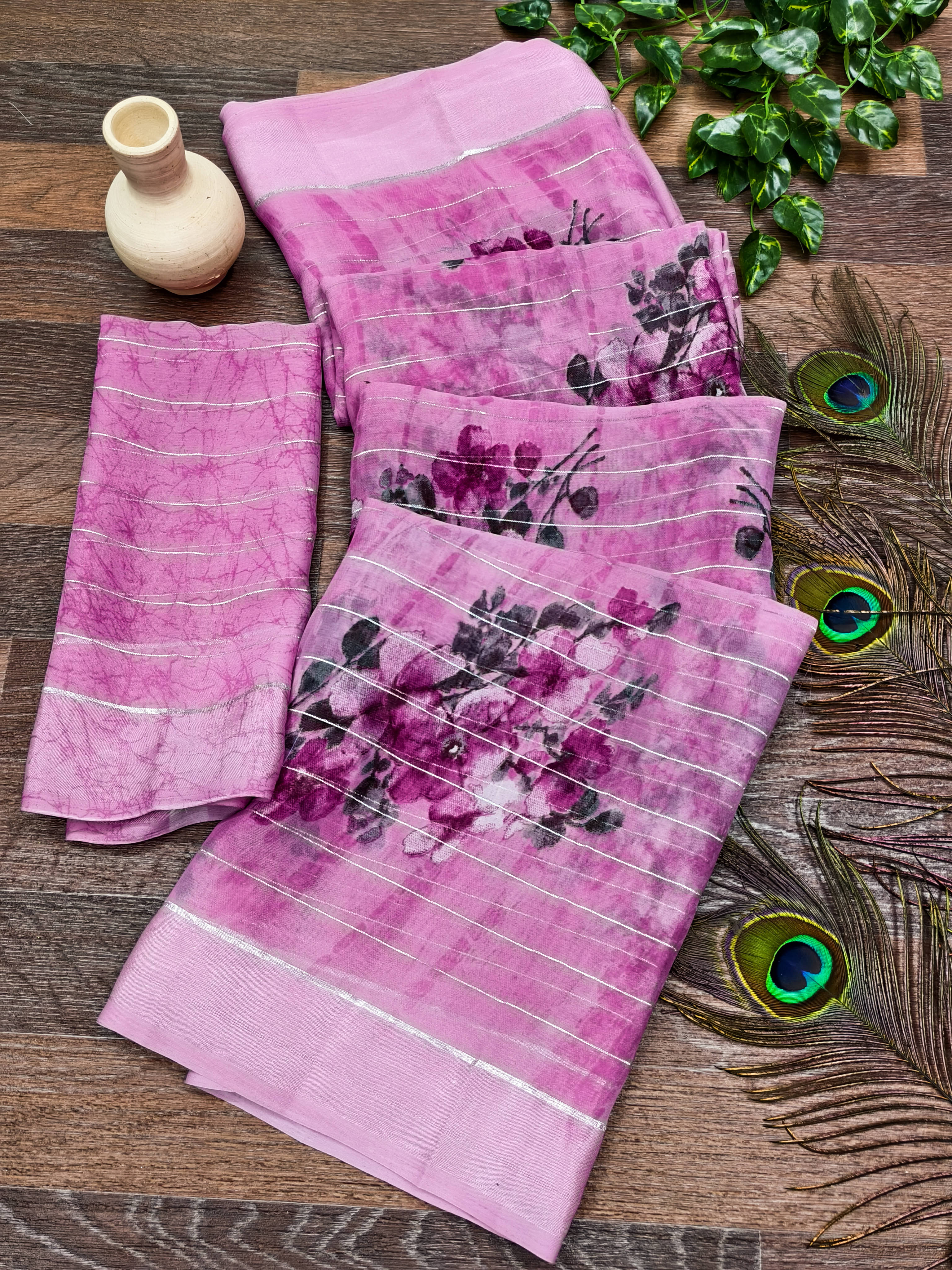 Kashvi Sarees Georgette Printed Kasavu Saree With Unstitched Blouse Piece ( PINK )     			Kashvi Sarees Georgette Printed Kasavu Saree With Unstitched Blouse Piece ( PINK )