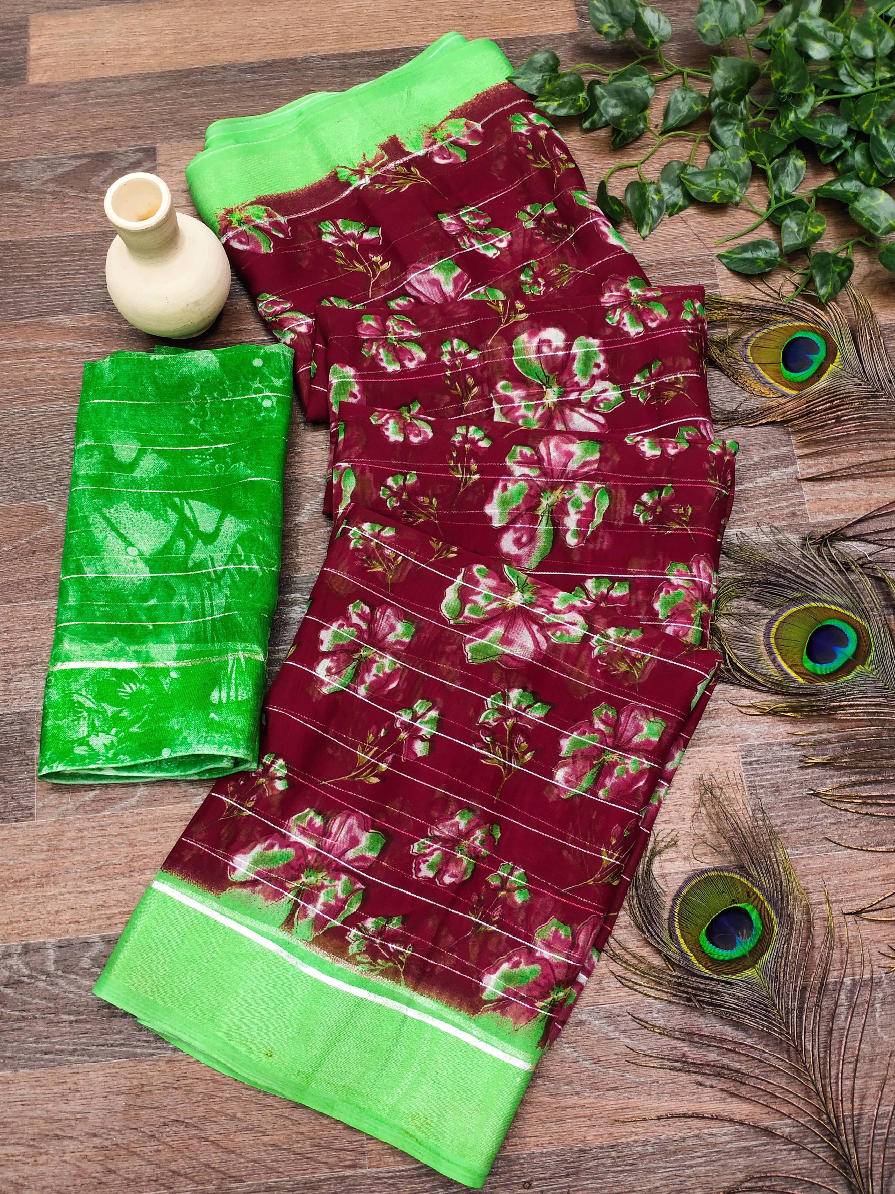     			Kashvi Sarees Georgette Printed Kasavu Saree With Unstitched Blouse Piece ( RED )