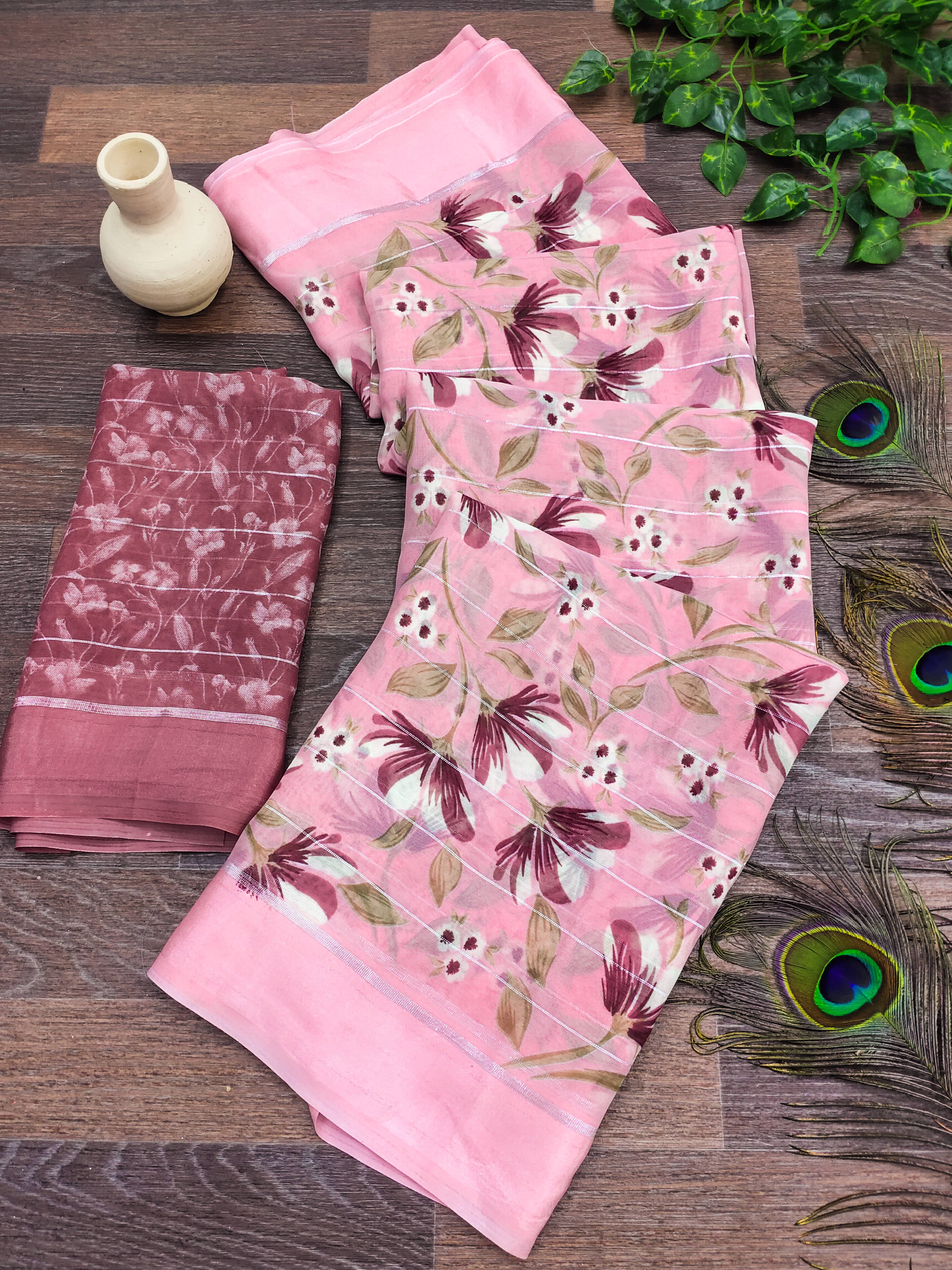 Kashvi Sarees Georgette Printed Kasavu Saree With Unstitched Blouse Piece ( PINK ) Kashvi Sarees Georgette Printed Kasavu Saree With Unstitched Blouse Piece ( PINK )