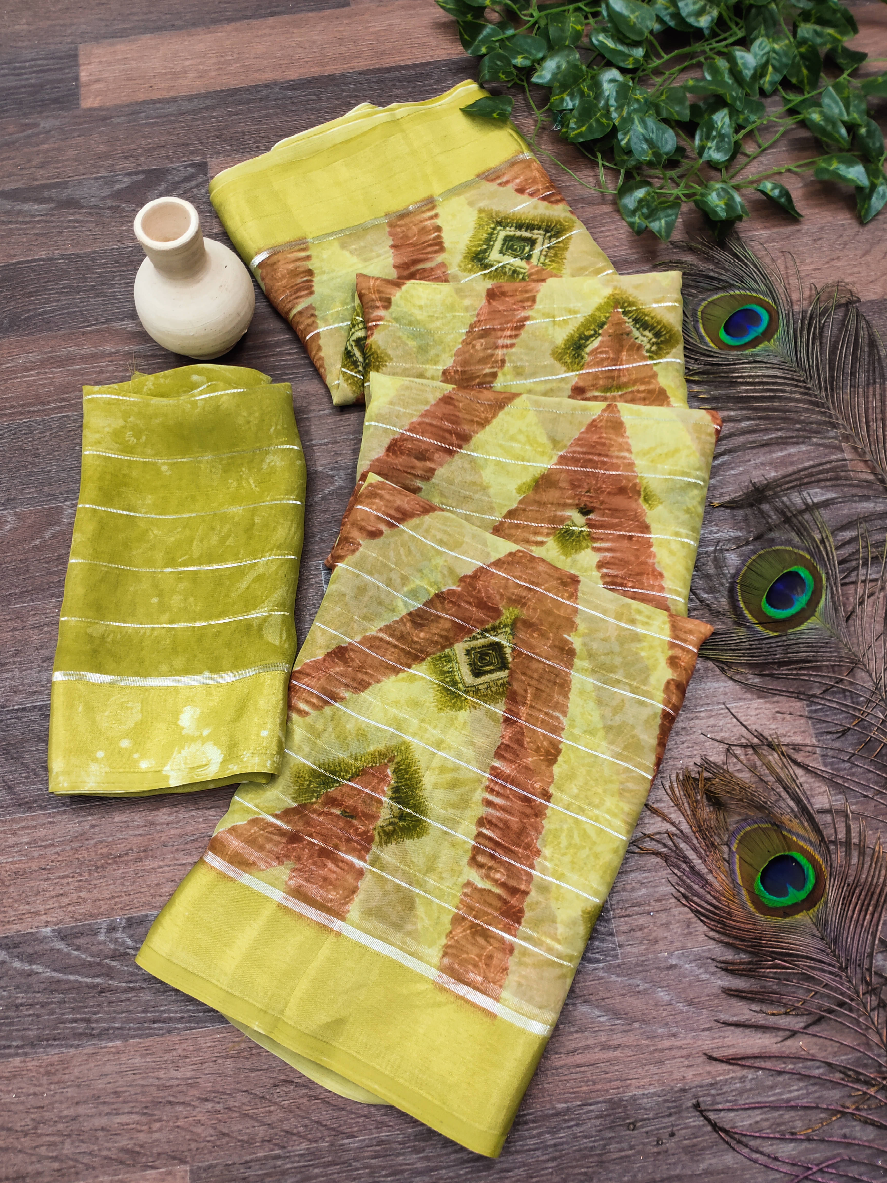 Kashvi Sarees Georgette Printed Kasavu Saree With Unstitched Blouse Piece ( GREEN )     			Kashvi Sarees Georgette Printed Kasavu Saree With Unstitched Blouse Piece ( GREEN )