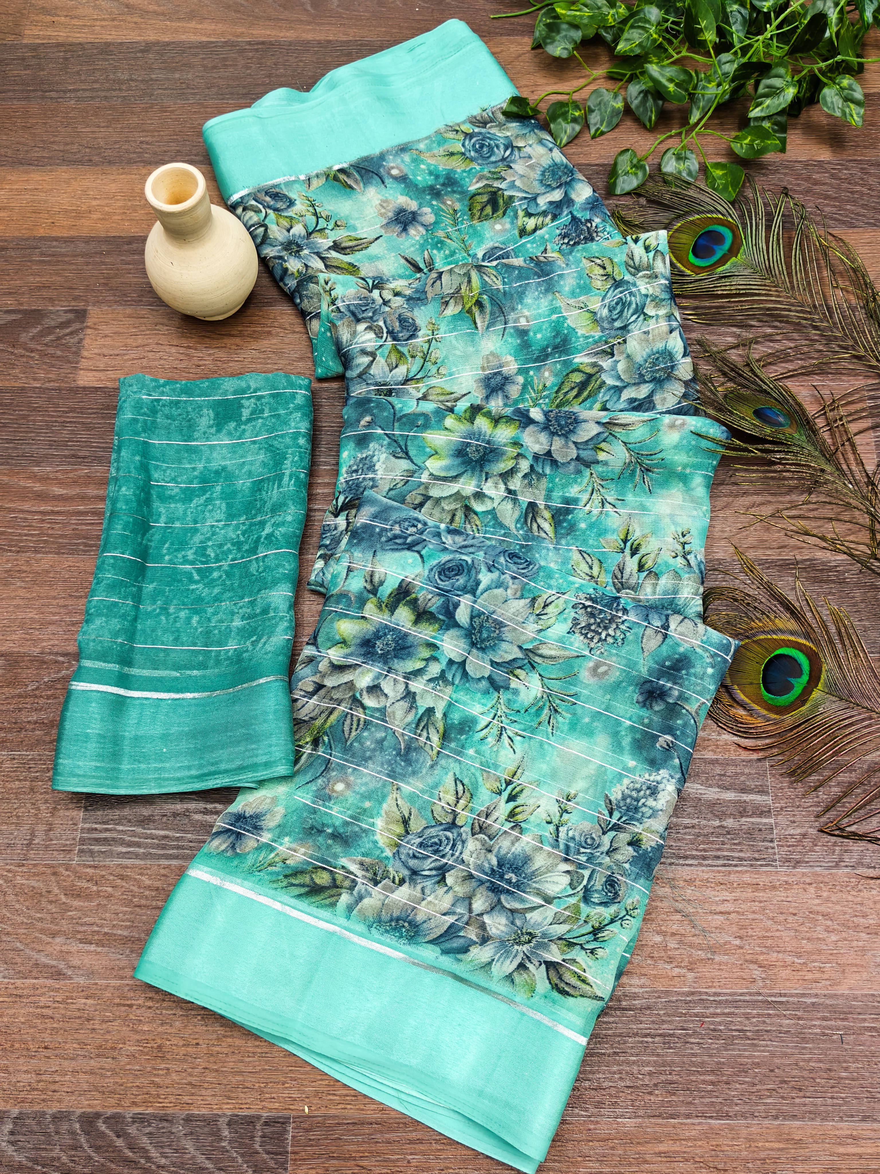 Kashvi Sarees Georgette Printed Kasavu Saree With Unstitched Blouse Piece ( RAMA ) Kashvi Sarees Georgette Printed Kasavu Saree With Unstitched Blouse Piece ( RAMA )
