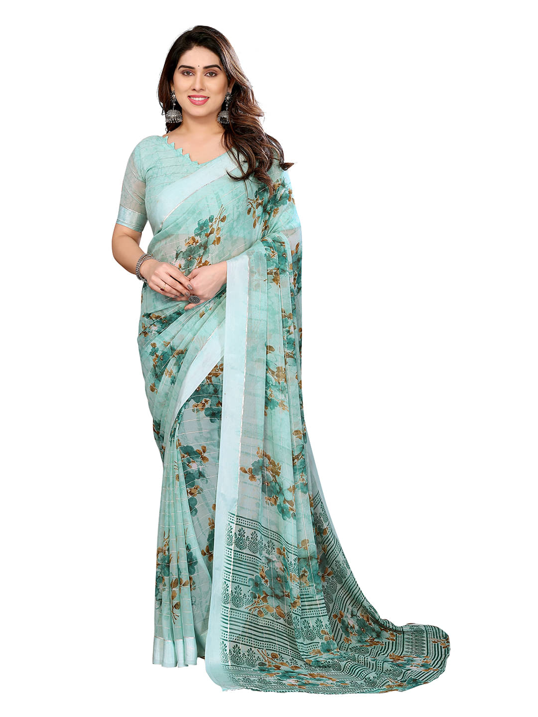 Kashvi Sarees Georgette Printed Kasavu Saree With Unstitched Blouse Piece ( RAMA ) Kashvi Sarees Georgette Printed Kasavu Saree With Unstitched Blouse Piece ( RAMA )
