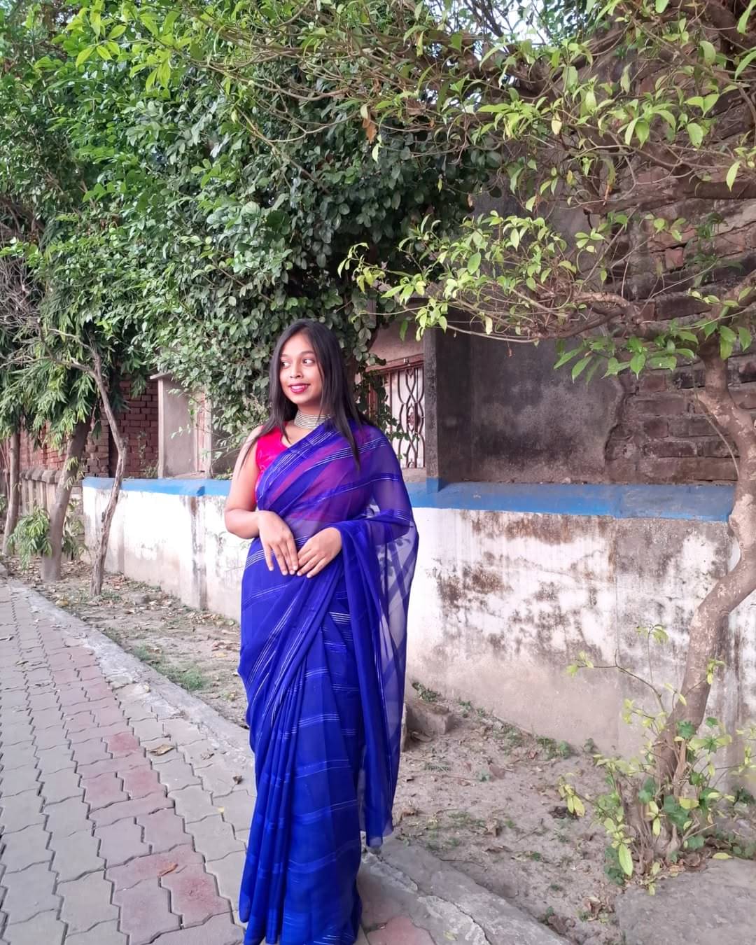Kashvi Sarees Georgette Striped Ilkal Saree With Unstitched Blouse Piece ( BLUE ) Kashvi Sarees Georgette Striped Ilkal Saree With Unstitched Blouse Piece ( BLUE )