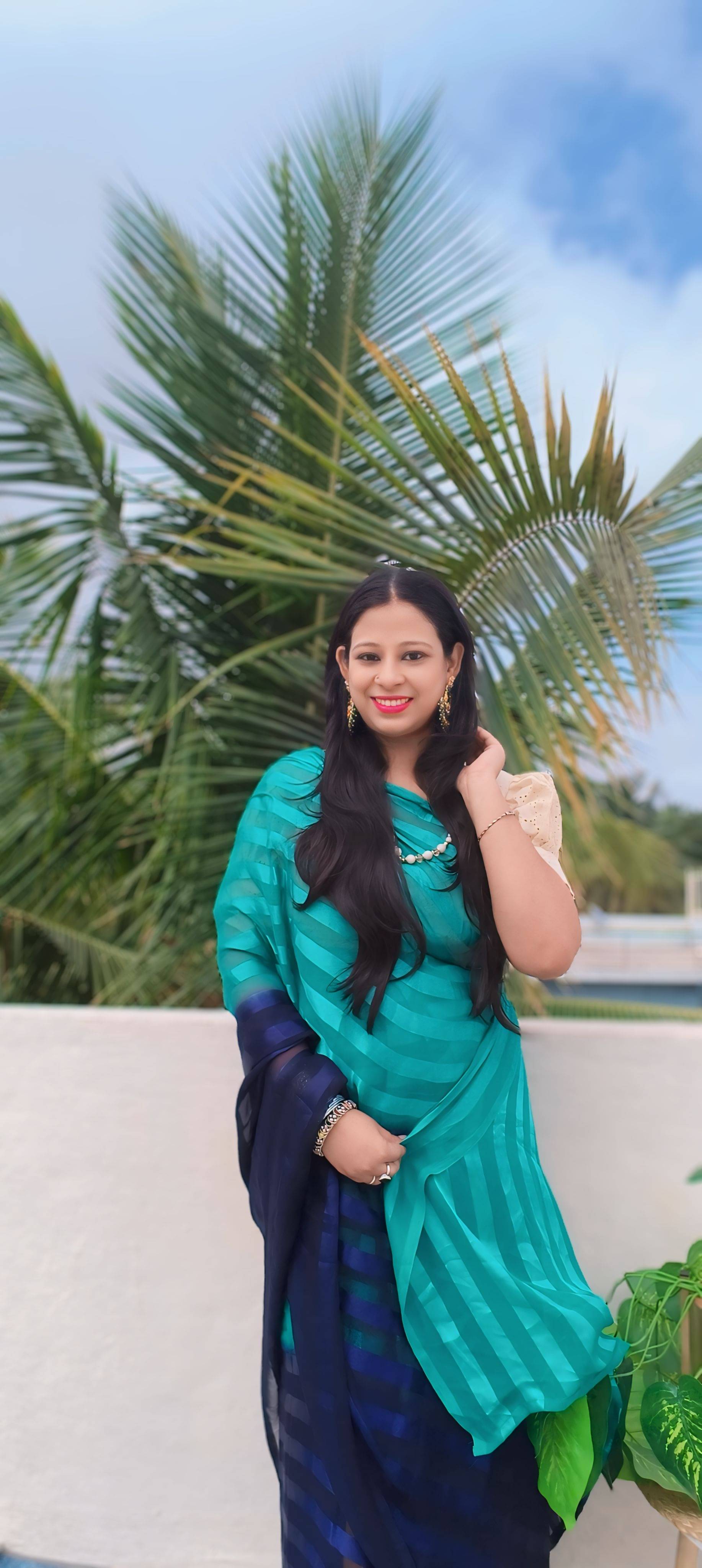     			Kashvi Sarees Georgette Striped Ilkal Saree With Unstitched Blouse Piece ( BLUE )