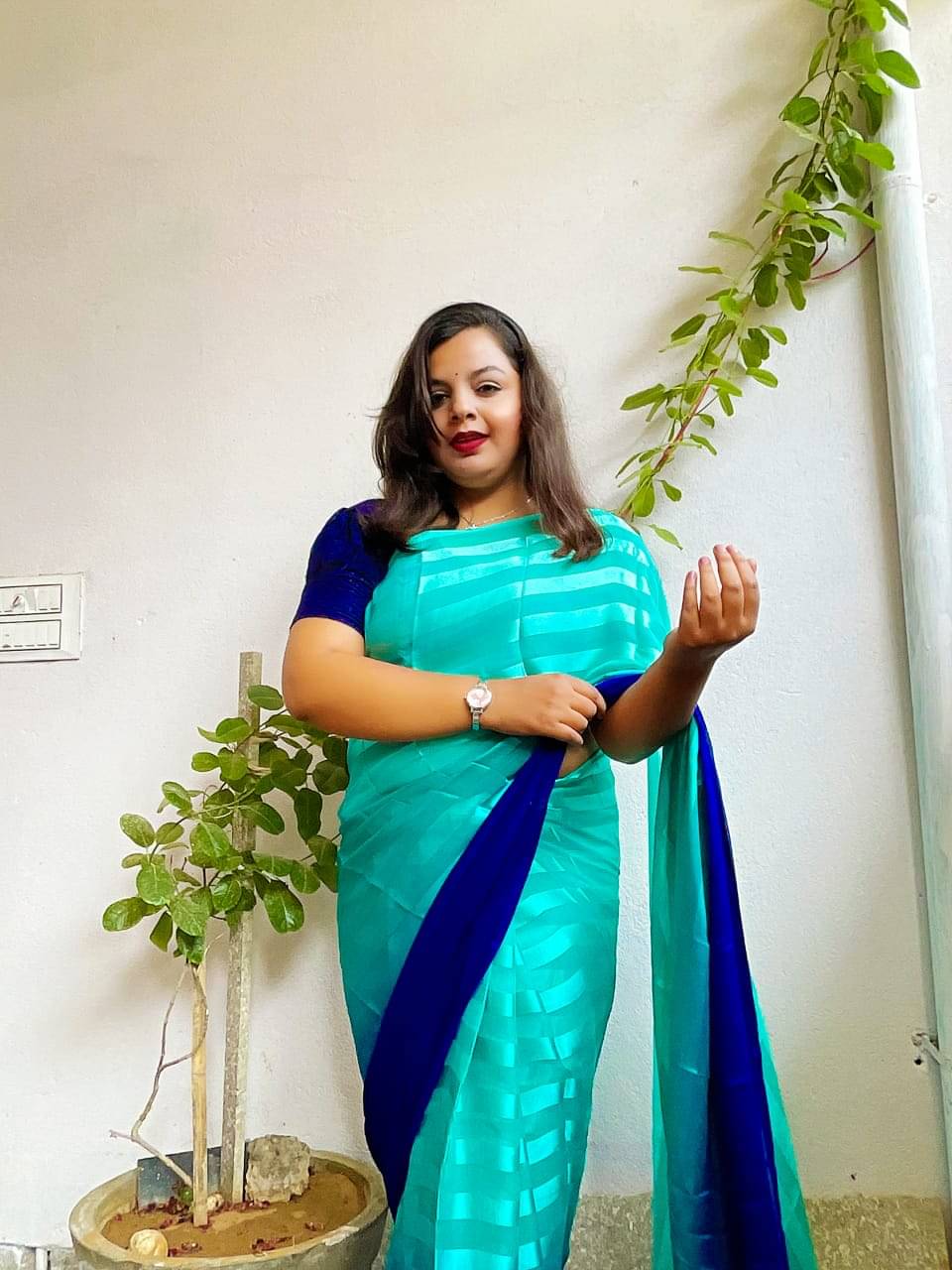 Kashvi Sarees Georgette Striped Ilkal Saree With Unstitched Blouse Piece ( BLUE ) Kashvi Sarees Georgette Striped Ilkal Saree With Unstitched Blouse Piece ( BLUE )