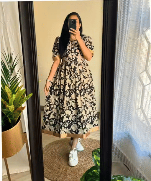     			M/S Payal fashion Women Cotton Printed Fit & Flare Dress ( Black )