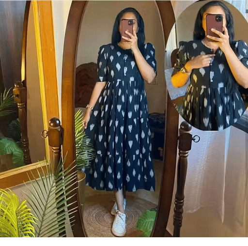     			M/S Payal fashion Women Rayon Printed Fit & Flare Dress ( Dark Blue )